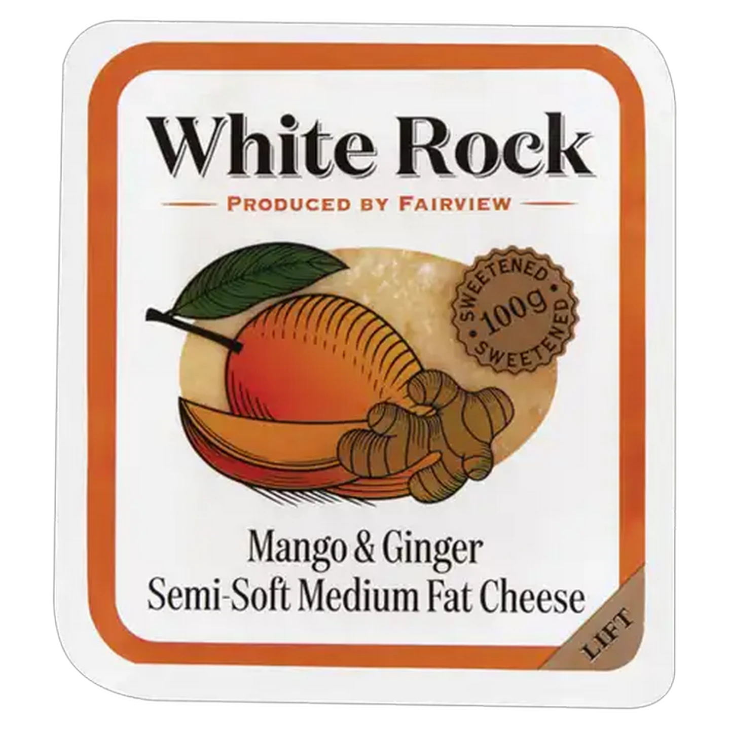 Image of White Rock Mango & Ginger Medium Fat Cheese 100g