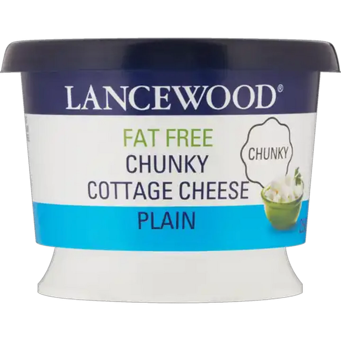 Image of LANCEWOOD Plain Fat Free Chunky Cottage Cheese 250g
