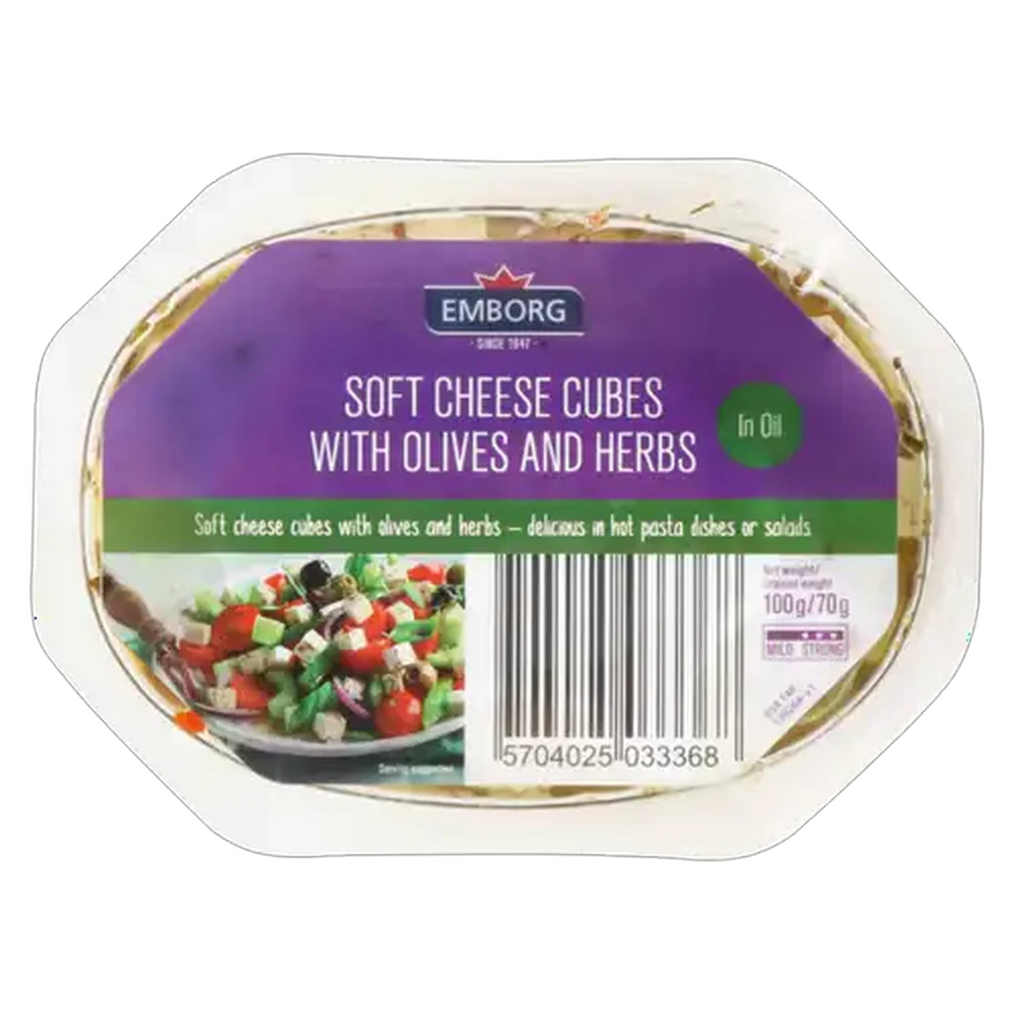 Image of Emborg Soft Cheese Cubes With Olives & Herbs 100g