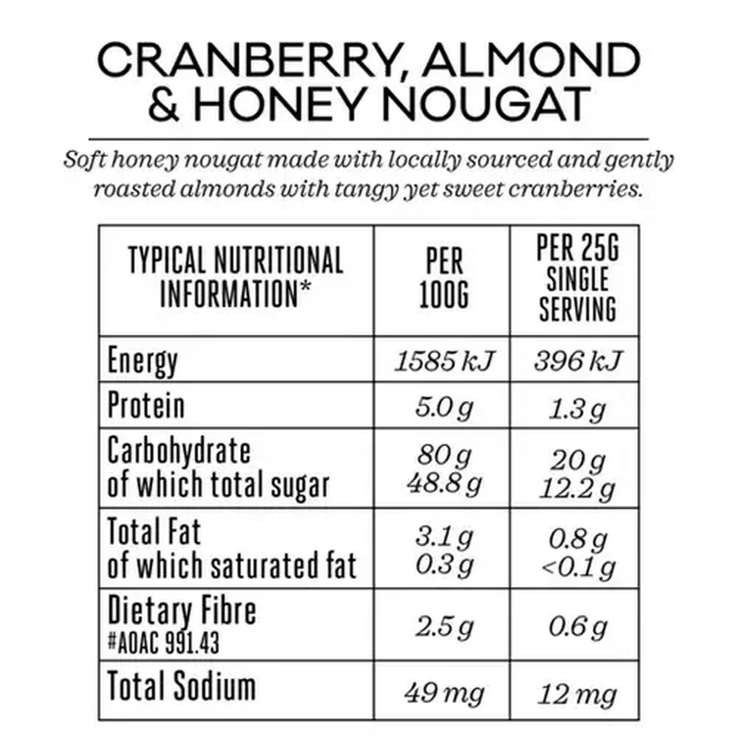 Image of Forage And Feast Cranberry, Almond & Honey Nougat 100g