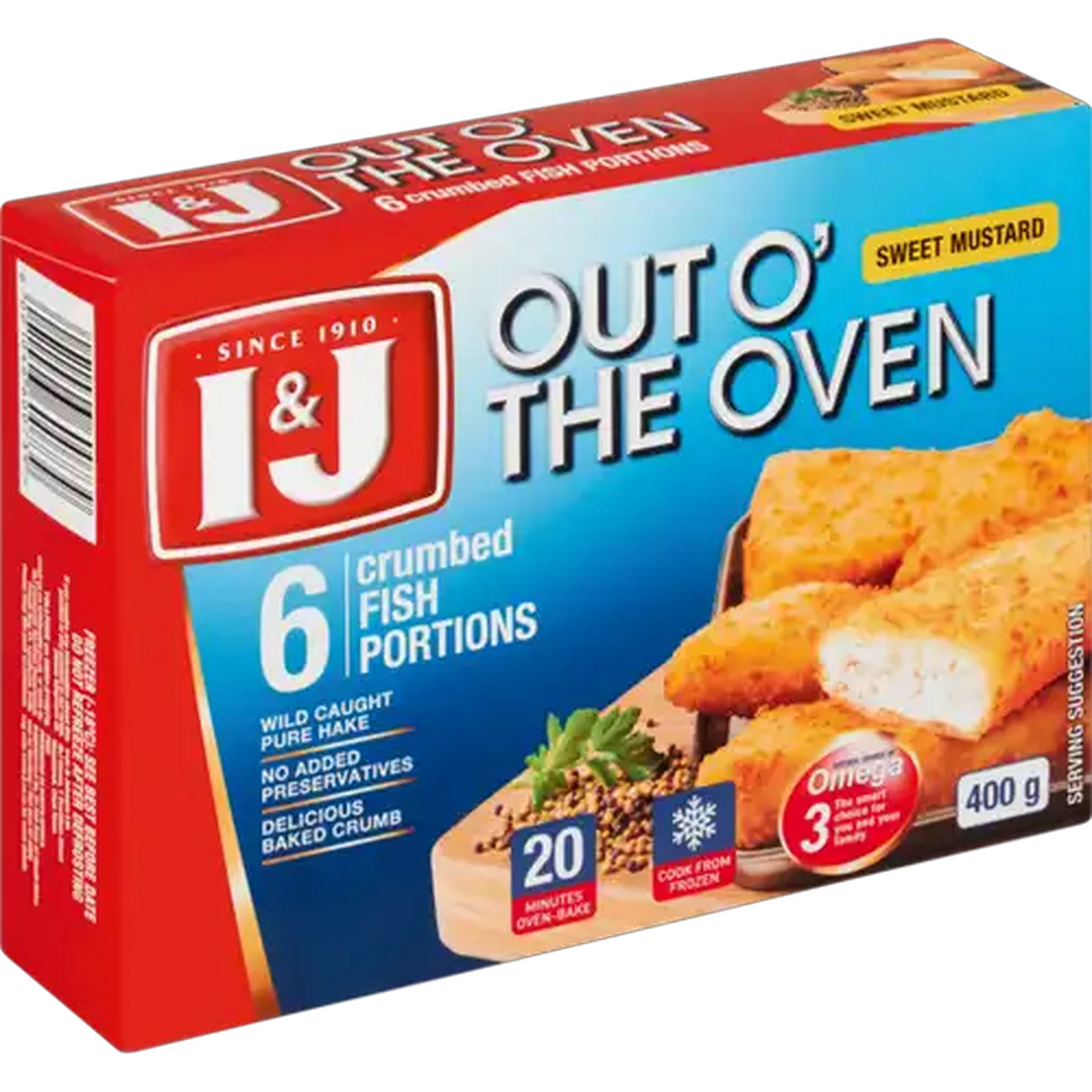Image of I&J Out O' The Oven Frozen Sweet Mustard Crumbed Fish 500g