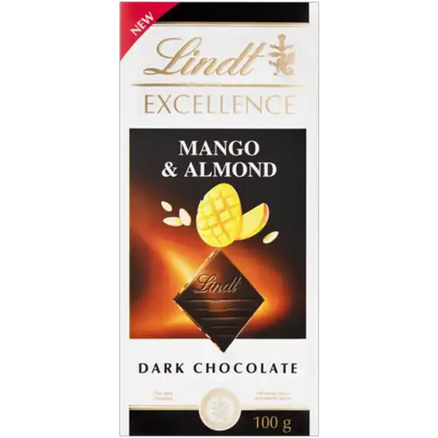 Image of Lindt Excellence Mango & Almond Dark Chocolate Slab 100g