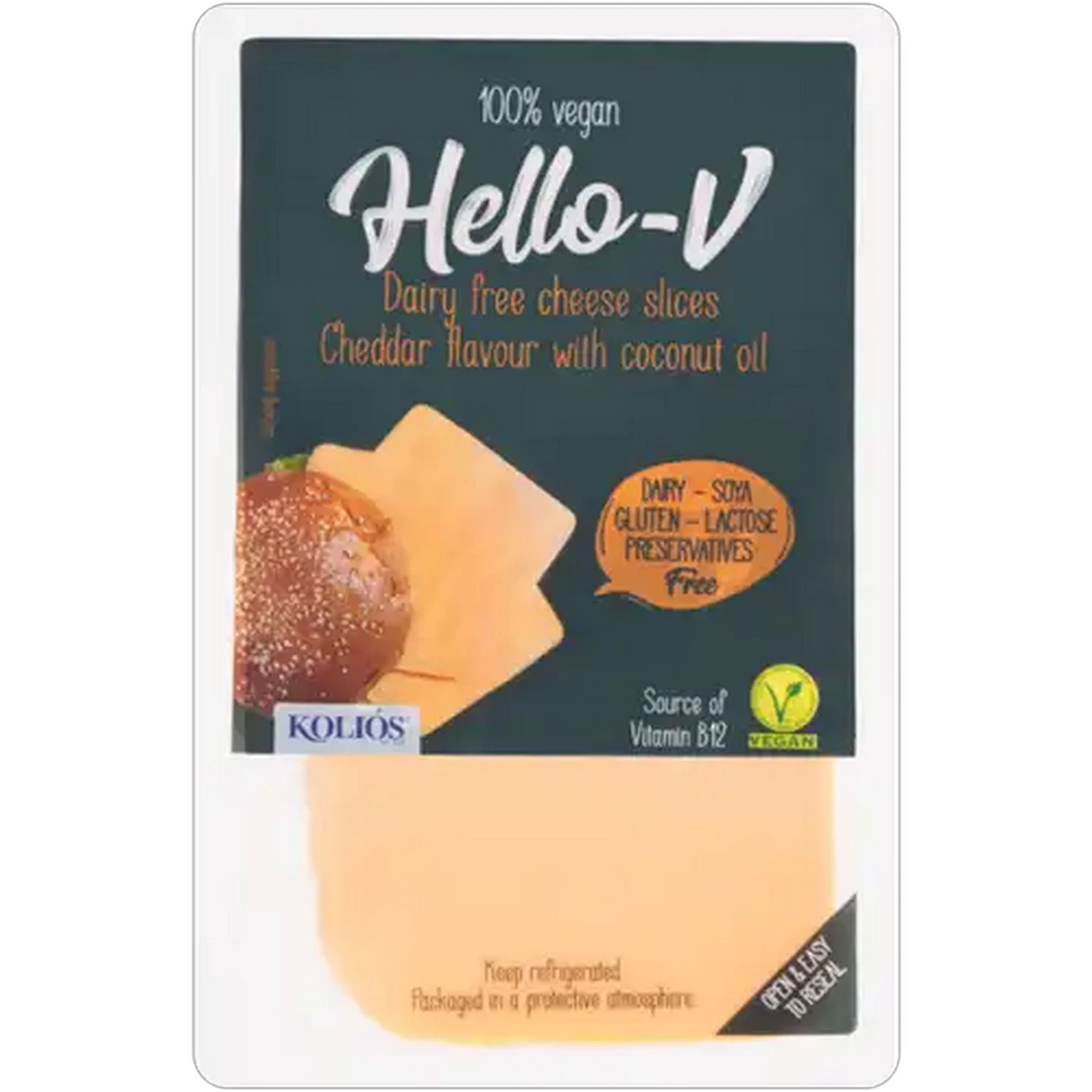 Image of Koliós Hello-V Cheddar Flavoured Dairy Free Cheese Slices 140g