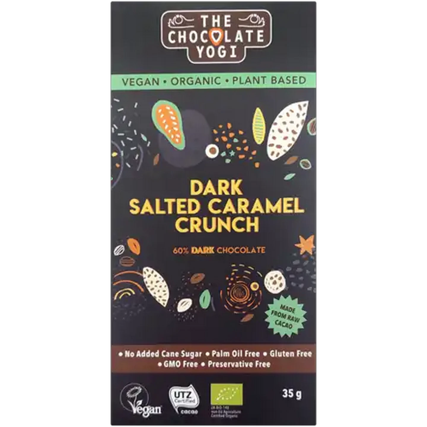 Image of The Chocolate Yogi Dark Salted Caramel Crunch Chocolate 35g