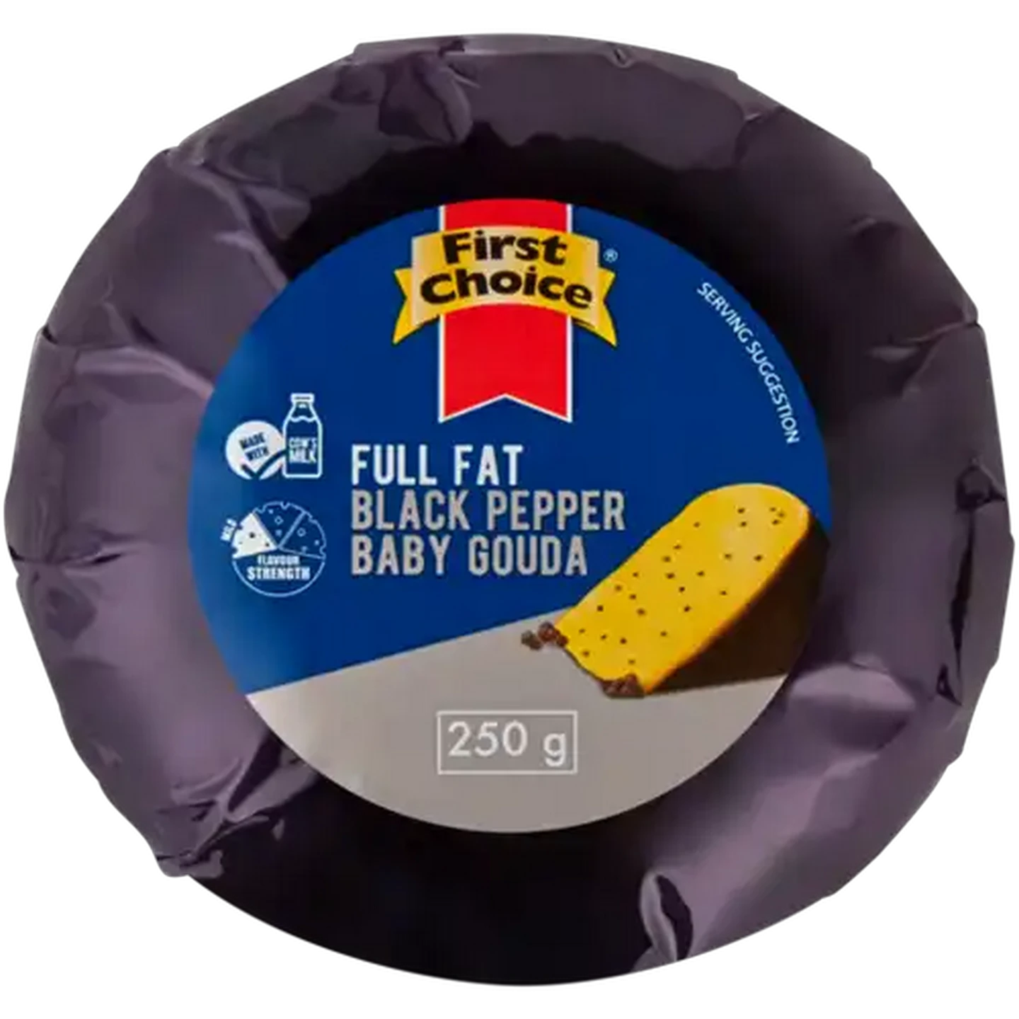 Image of First Choice Black Pepper Full Fat Baby Gouda 250g
