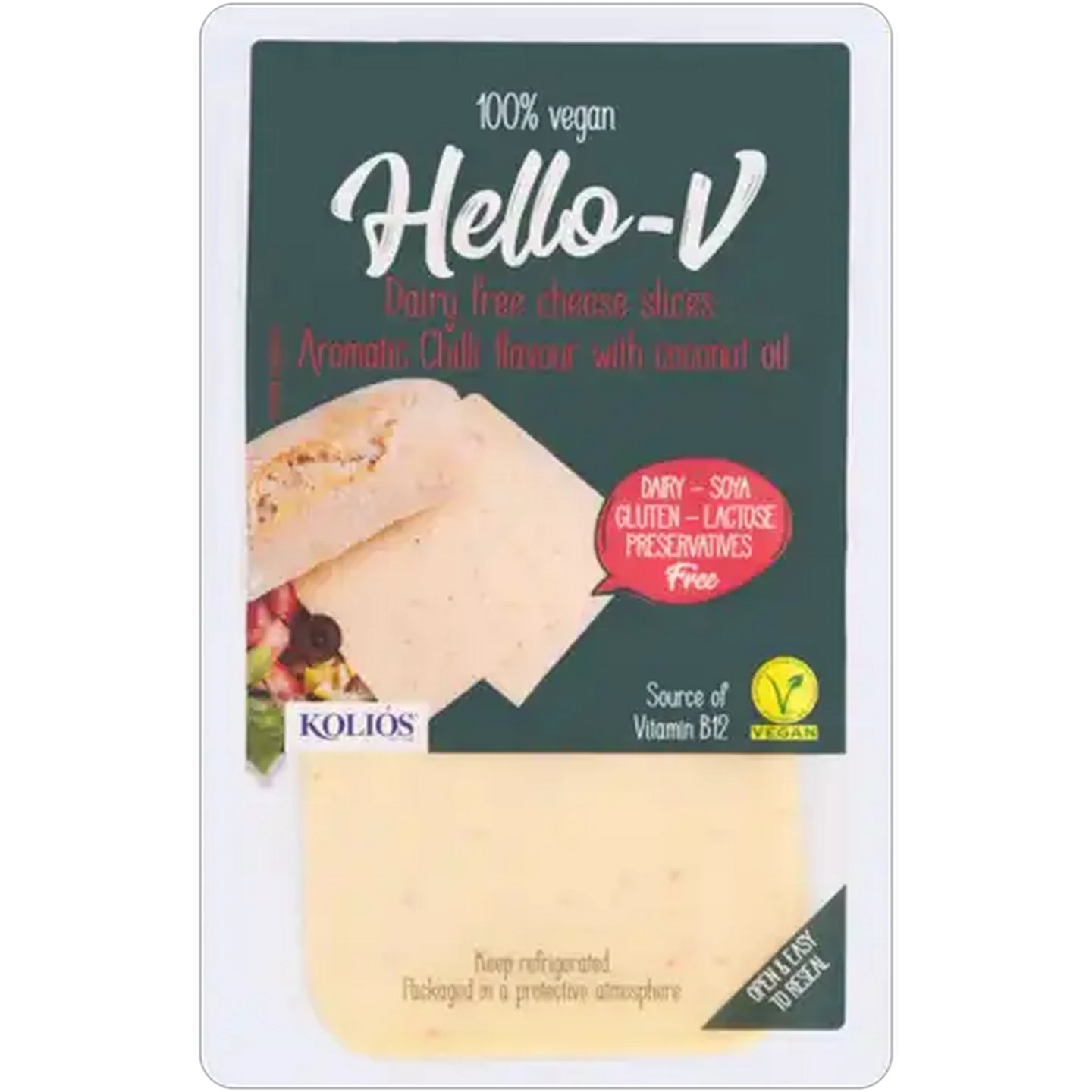 Image of Koliós Hello-V Aromatic Chilli Flavour Dairy Free Cheese Slices 140g