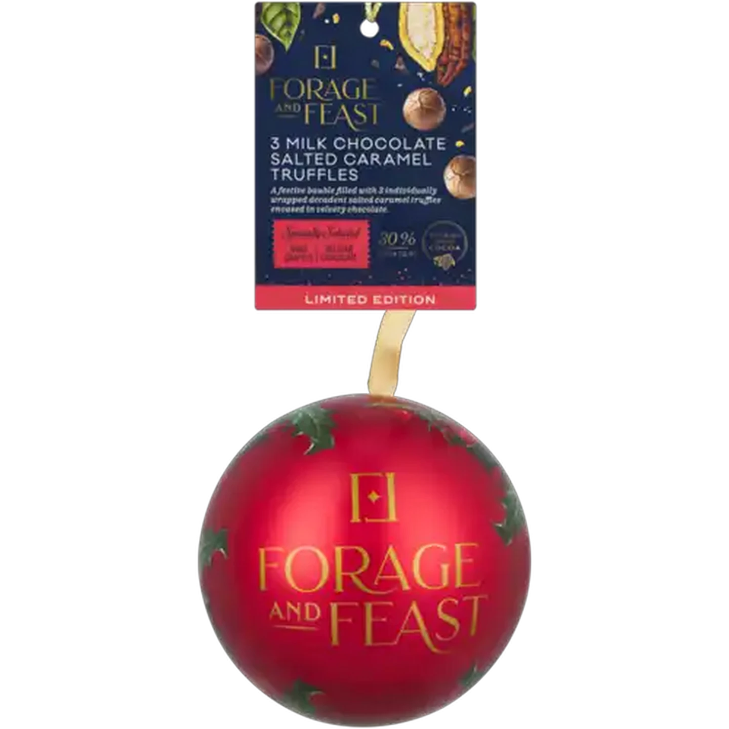 Image of Forage And Feast Limited Edition Milk Chocolate Salted Caramel Truffles Bauble 40g