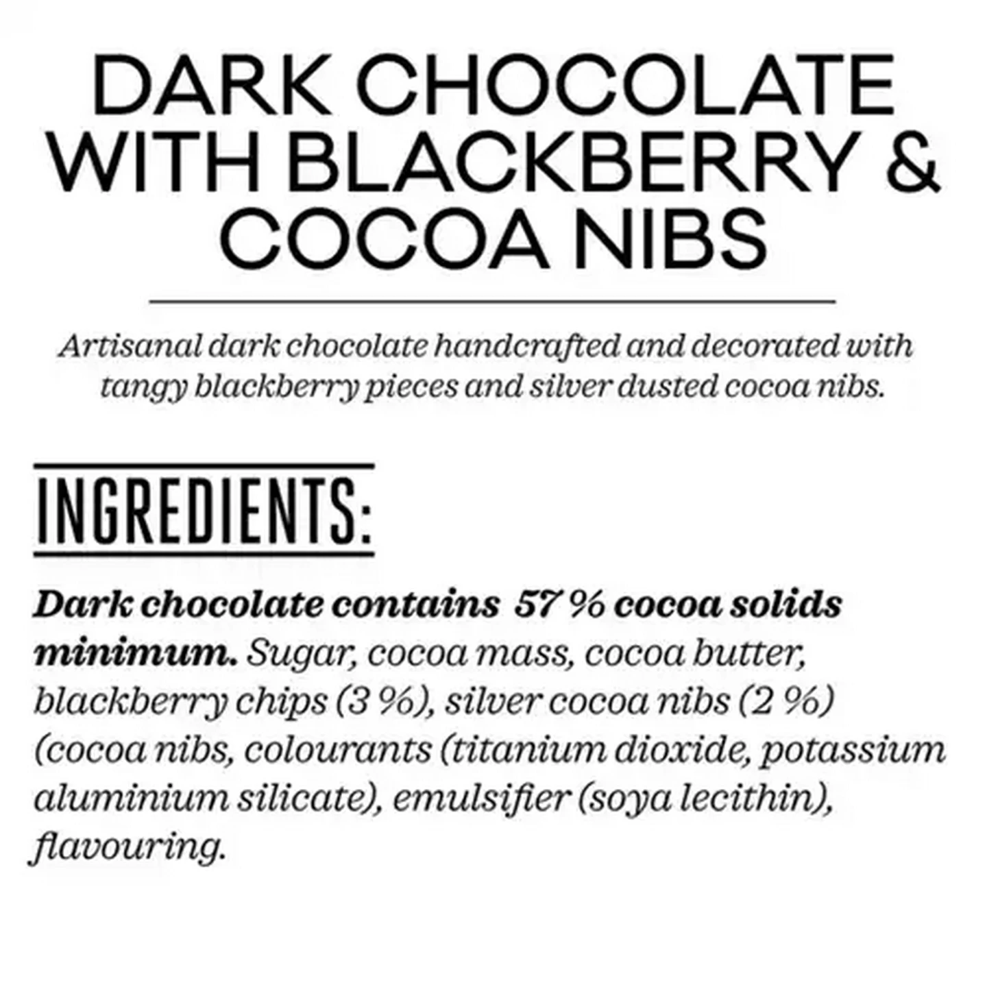 Image of Forage And Feast Limited Edition Dark Chocolate with Blackberry & Cocoa Nibs 60g