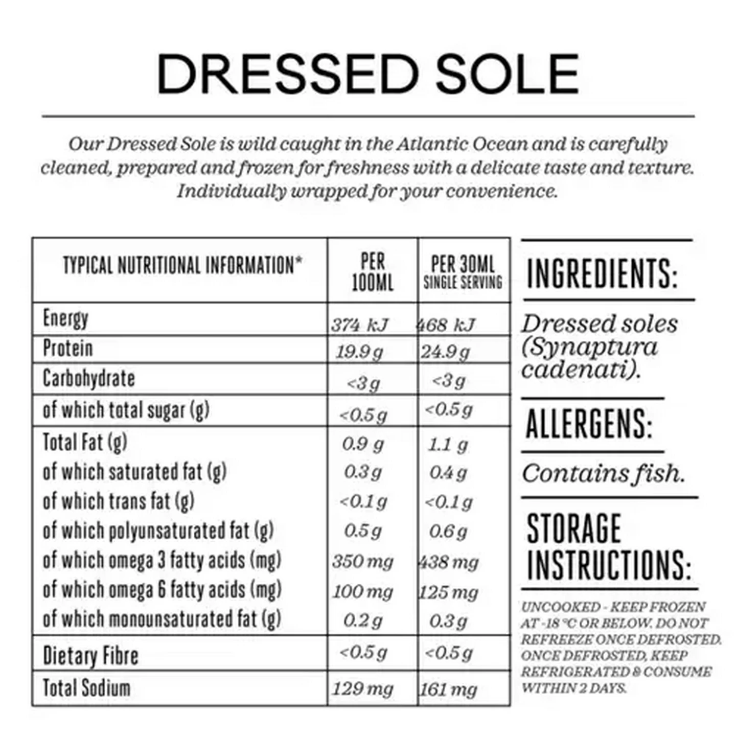 Image of Forage And Feast Frozen Dressed Sole 500g