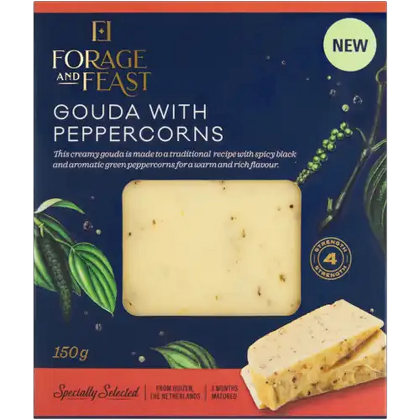 Image of Forage And Feast Gouda Cheese With Peppercorns 150g