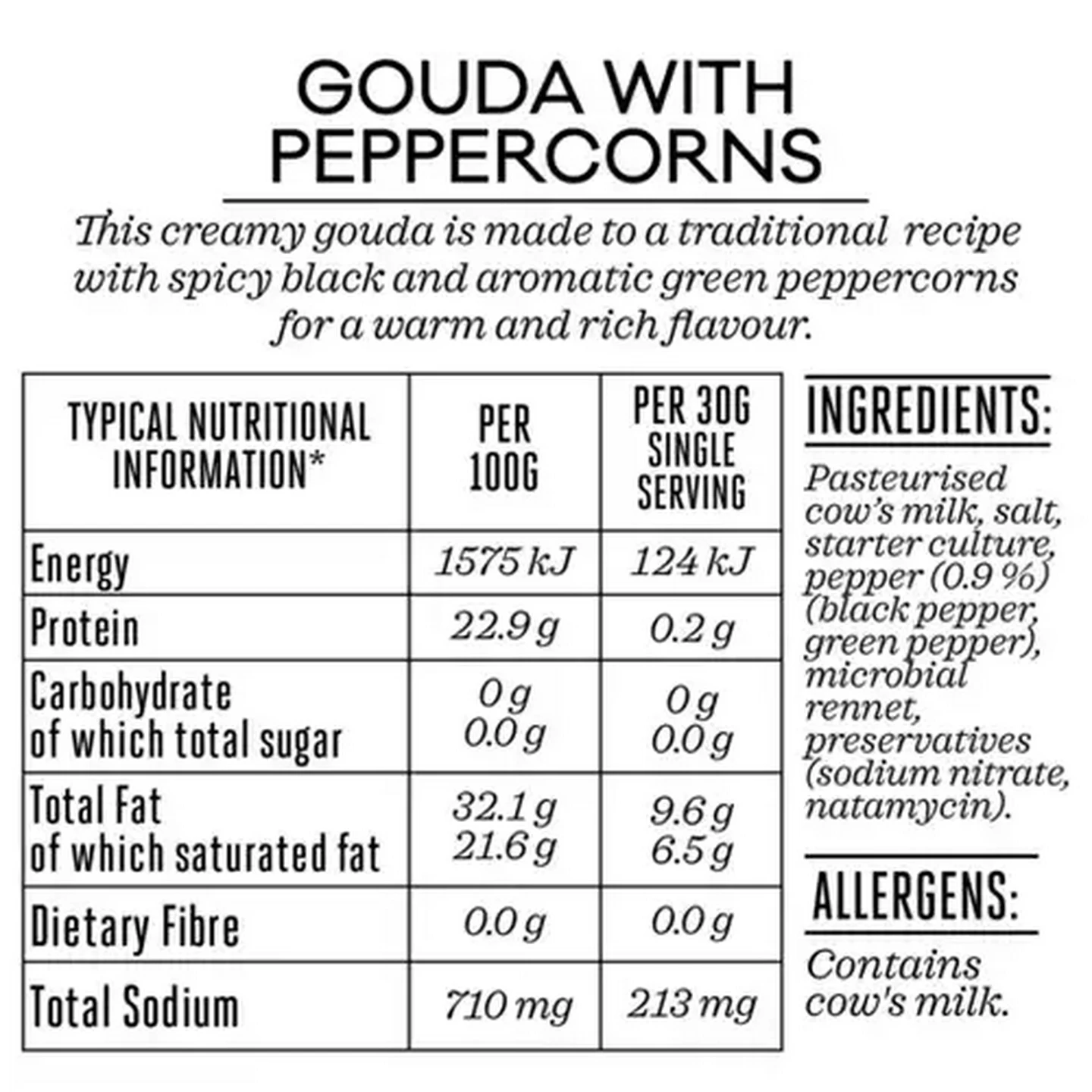 Image of Forage And Feast Gouda Cheese With Peppercorns 150g