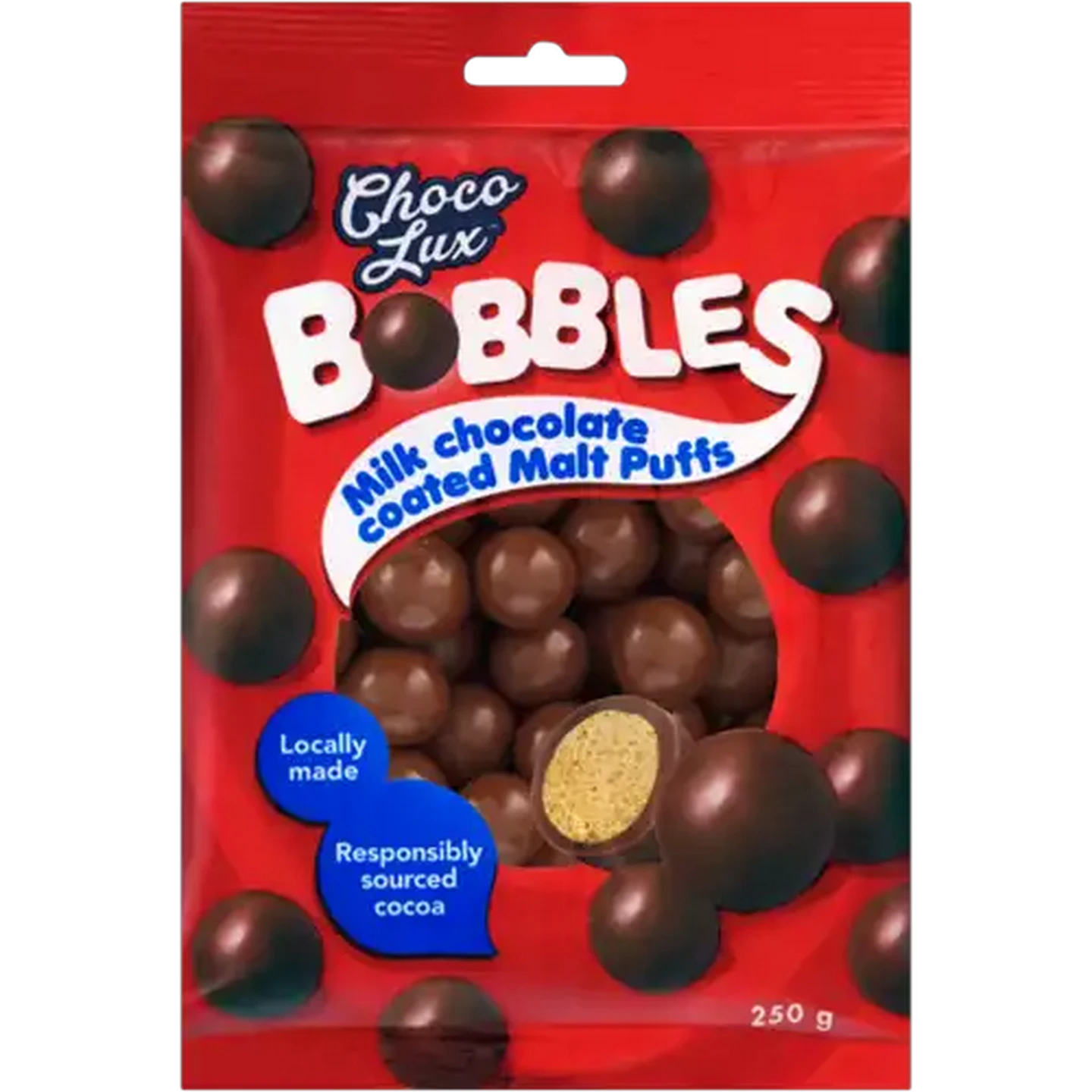 Image of Choco Lux Bobbles Milk Chocolate Coated Malt Puffs 250g
