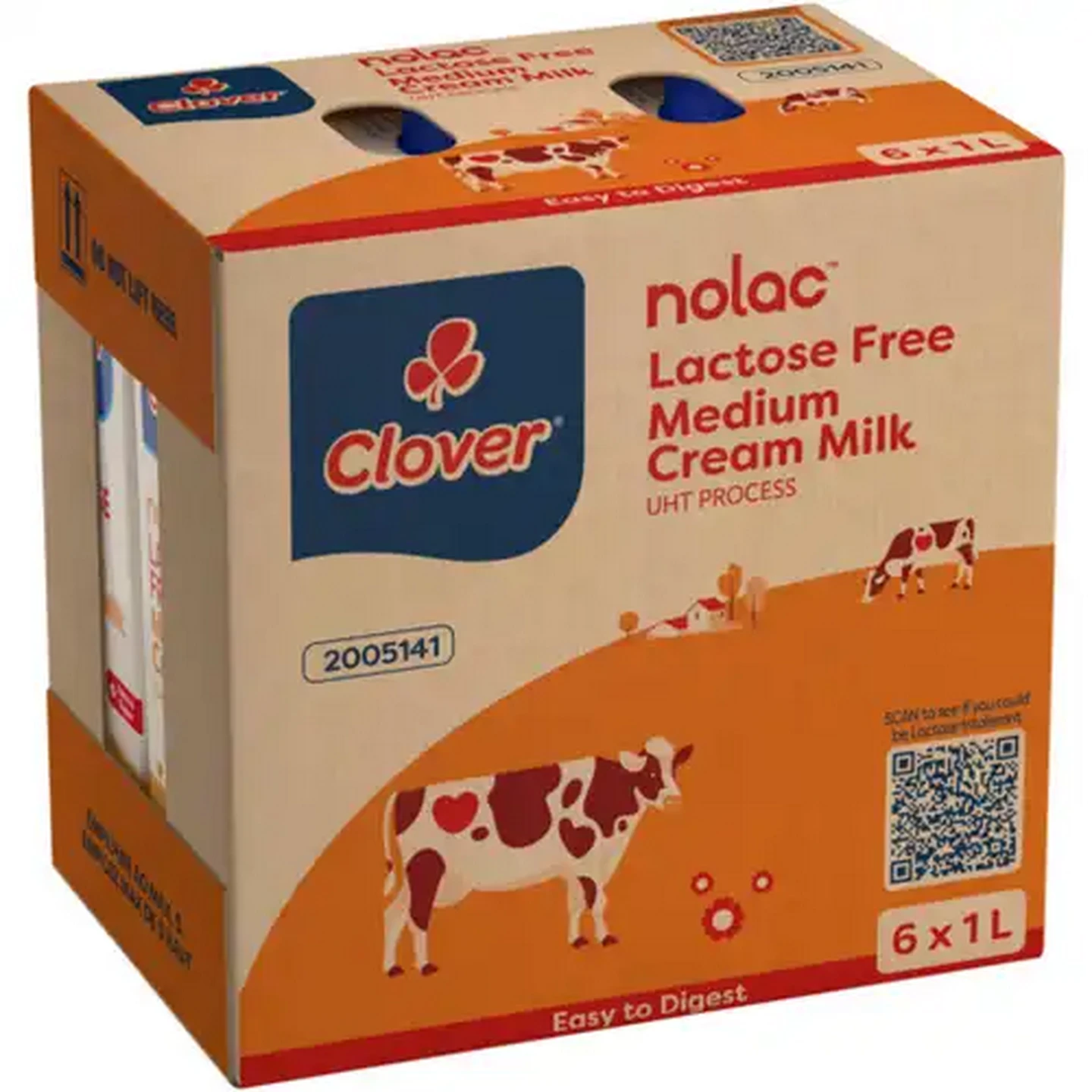 Image of Clover Nolac Lactose Free Medium Cream Milk 6 x 1L