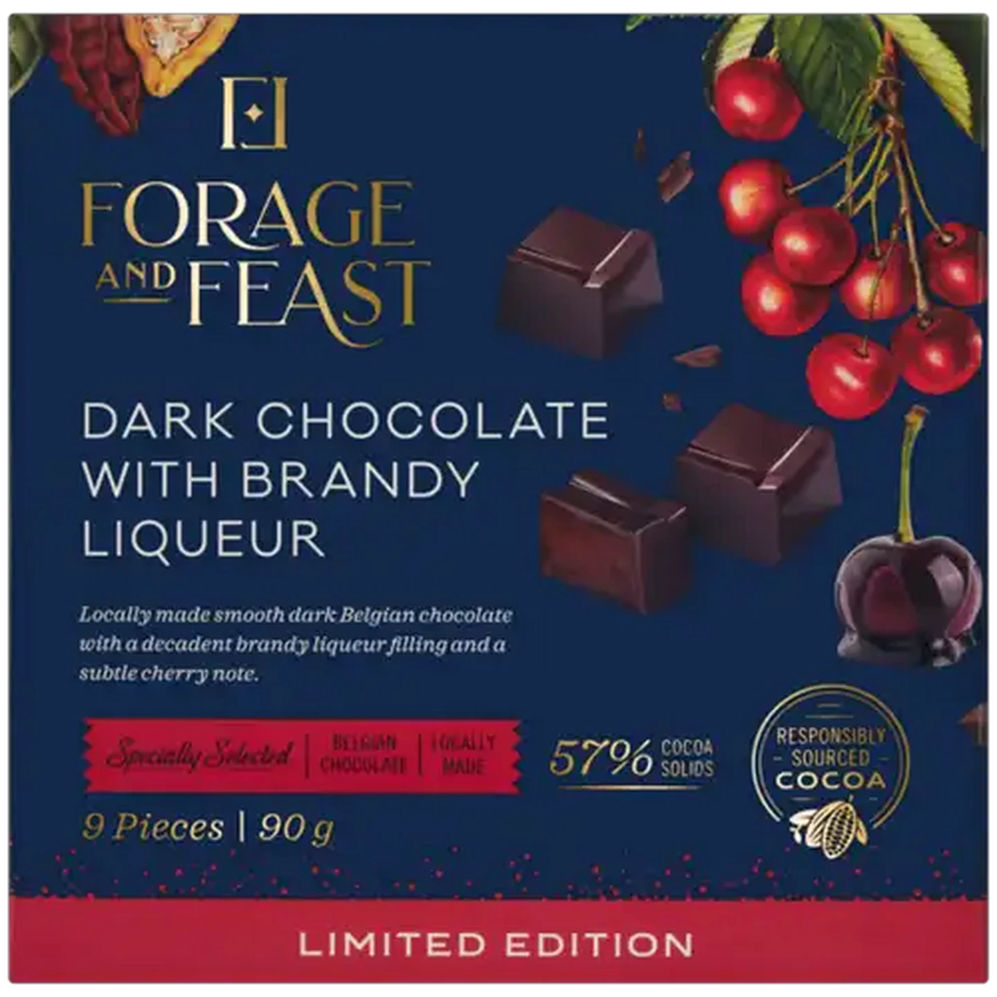 Image of Forage And Feast Limited Edition Dark Chocolate With Brandy Liqueur 90g