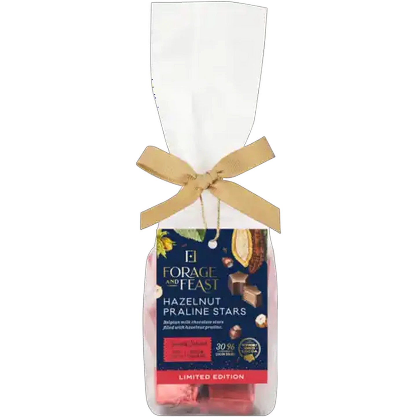 Image of Forage And Feast Limited Edition Xmas Hazelnut Praline Chocolate Stars 110g