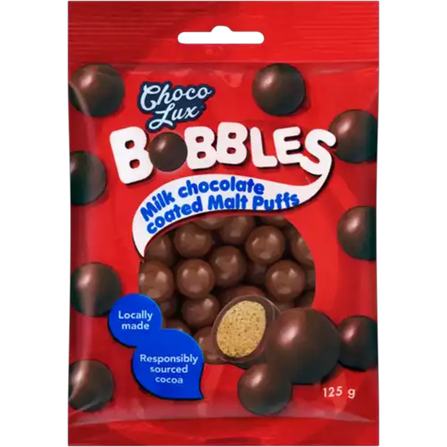 Image of Choco Lux Bobbles Milk Chocolate Coated Malt Puffs 125g