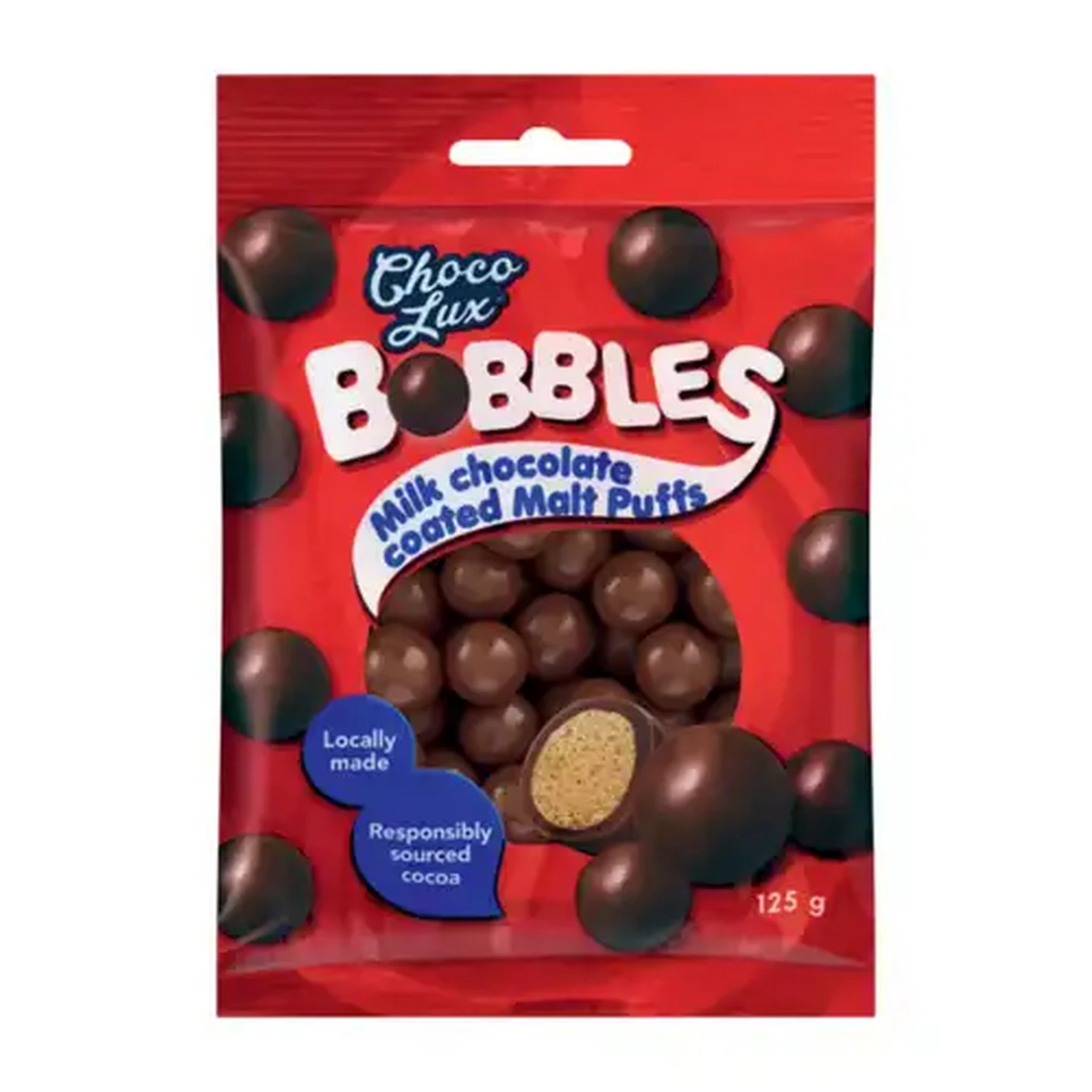 Image of Choco Lux Bobbles Milk Chocolate Coated Malt Puffs 125g