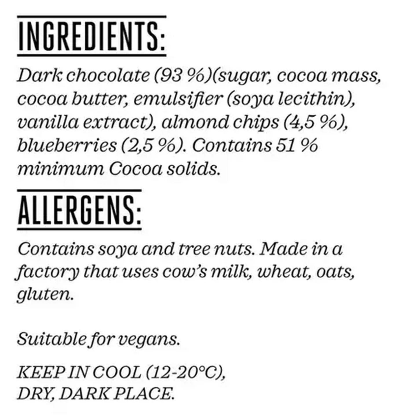 Image of Forage And Feast Almond & Blueberry Dark Chocolate Slab 100g