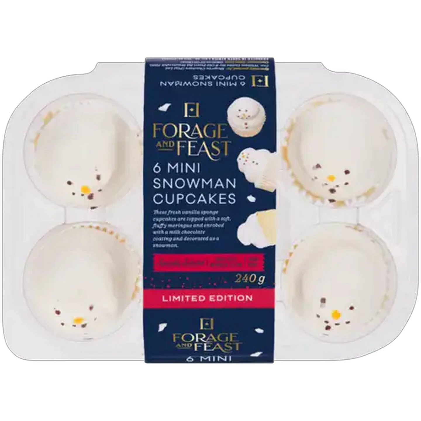 Image of Forage And Feast Limited Edition Mini Snowman Cupcakes 6 Pack