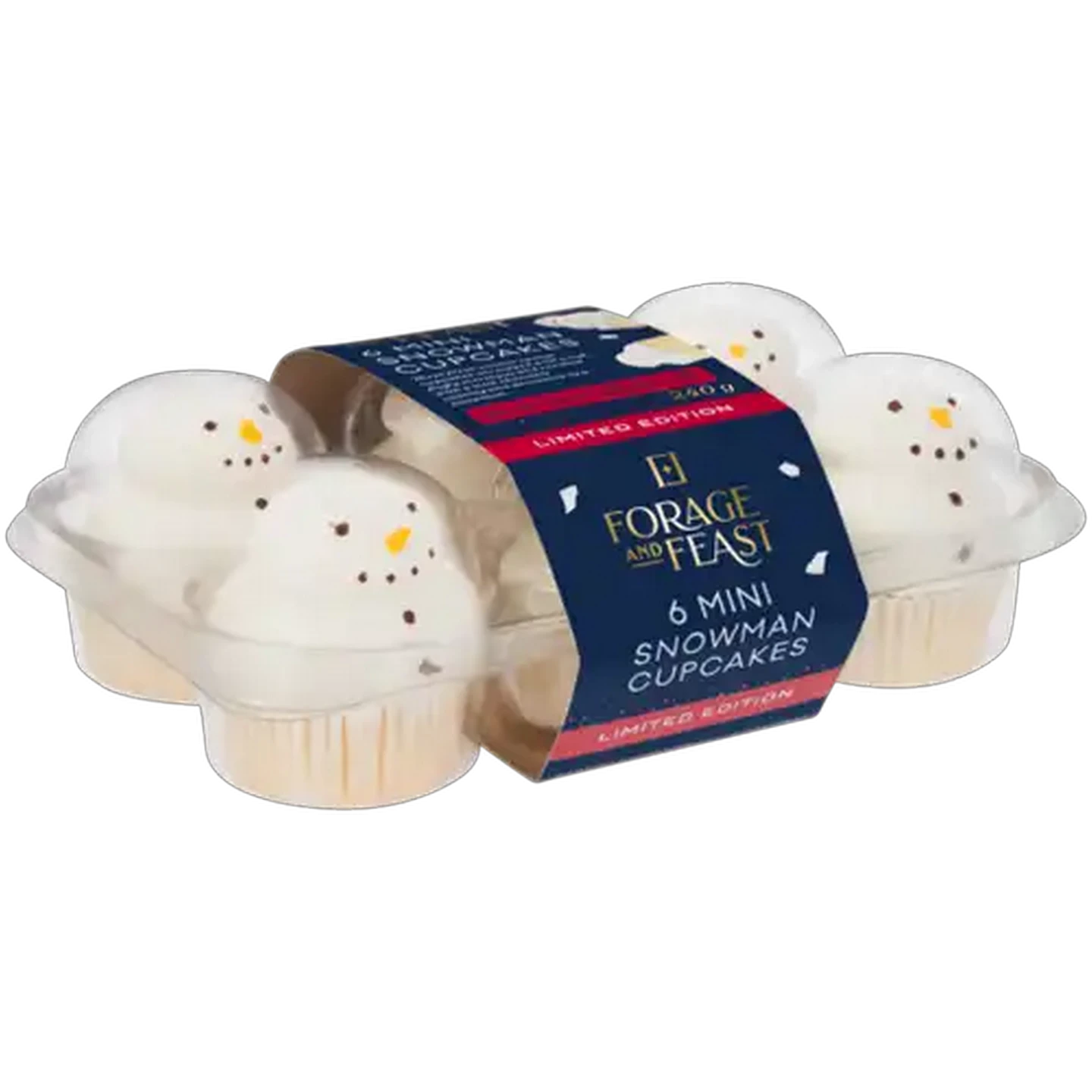 Image of Forage And Feast Limited Edition Mini Snowman Cupcakes 6 Pack