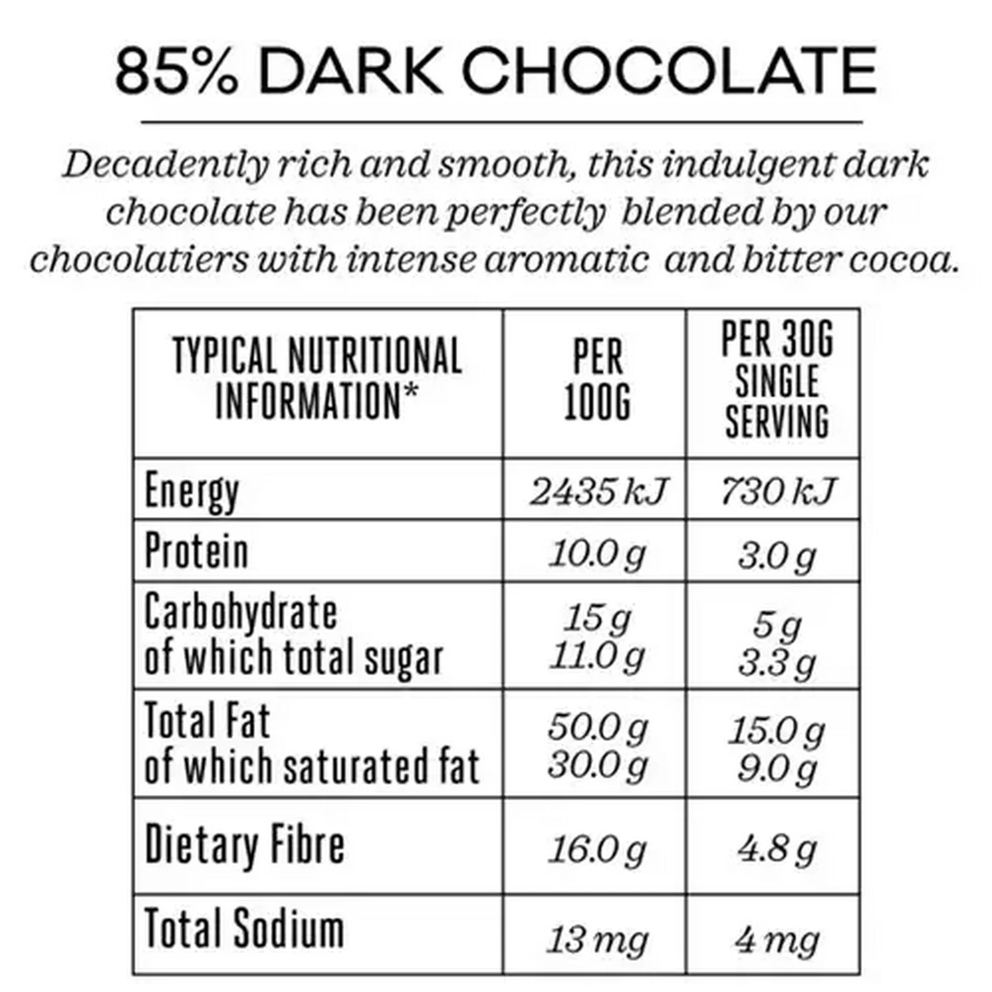 Image of Forage And Feast 85% Dark Chocolate Slab 100g