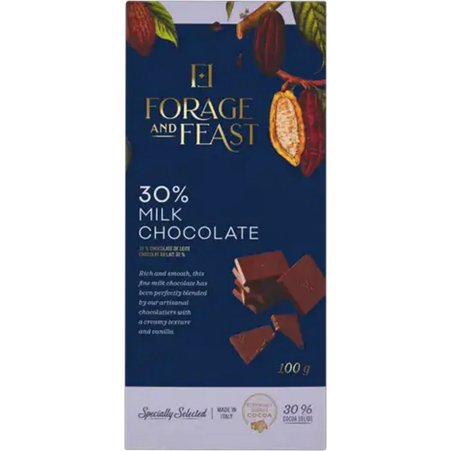 Image of Forage And Feast 30% Milk Chocolate Slab 100g
