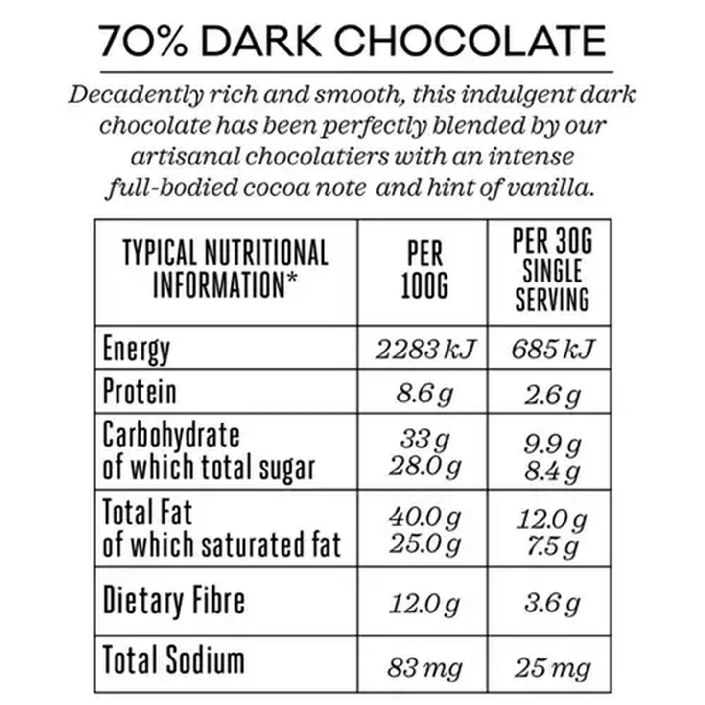 Image of Forage And Feast 70% Dark Chocolate Slab 100g