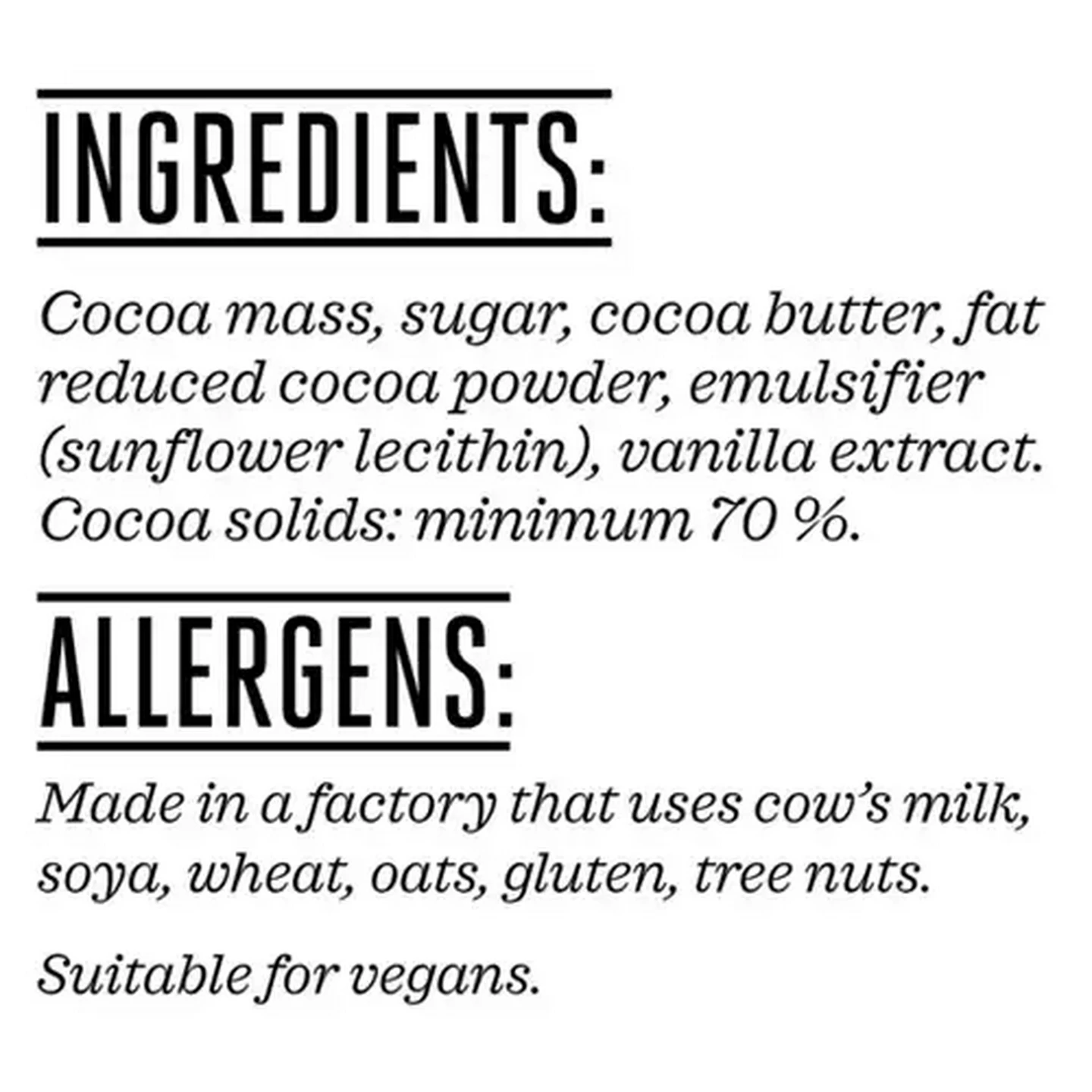 Image of Forage And Feast 70% Dark Chocolate Slab 100g