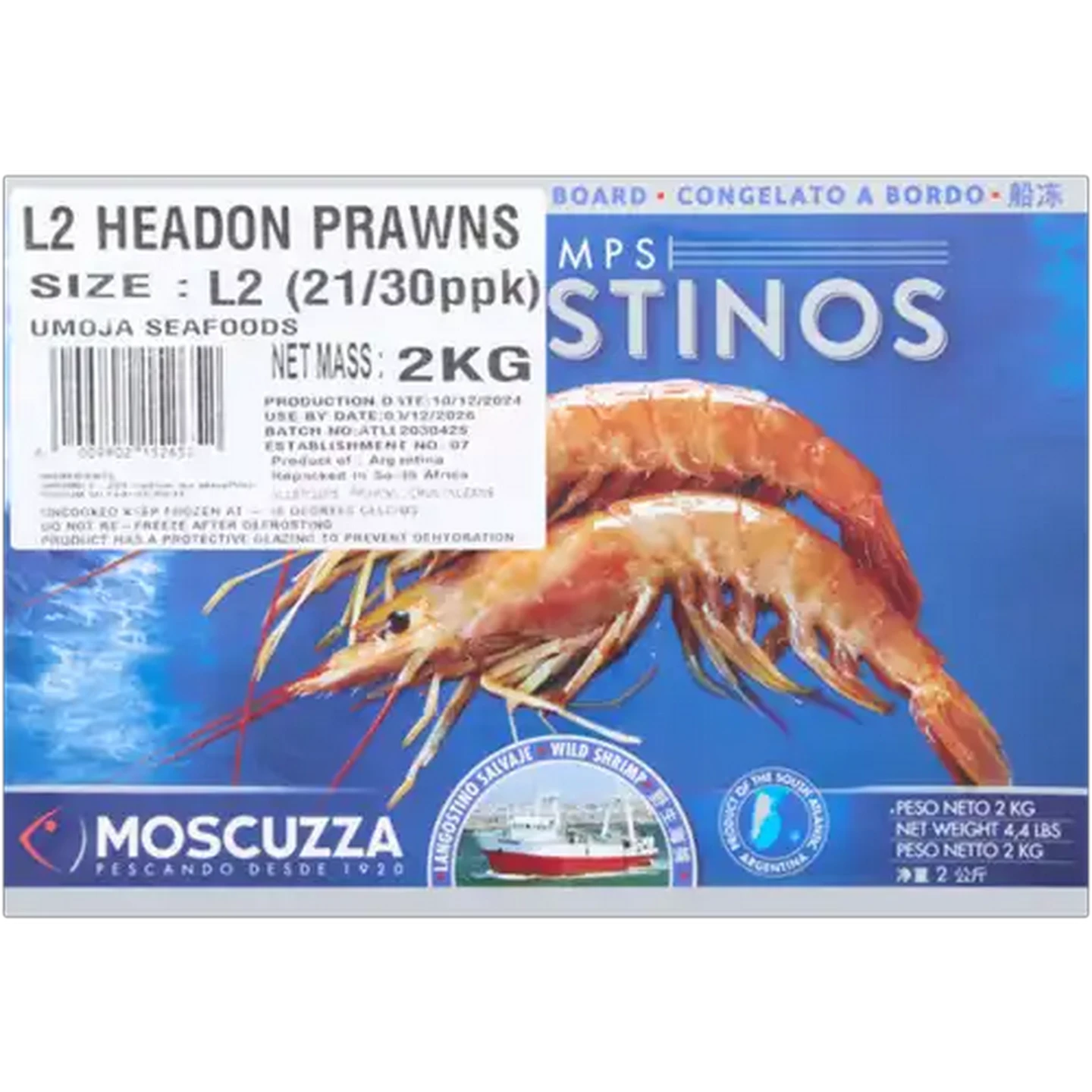 Image of uMoja Frozen L2 Headon Prawns 2kg