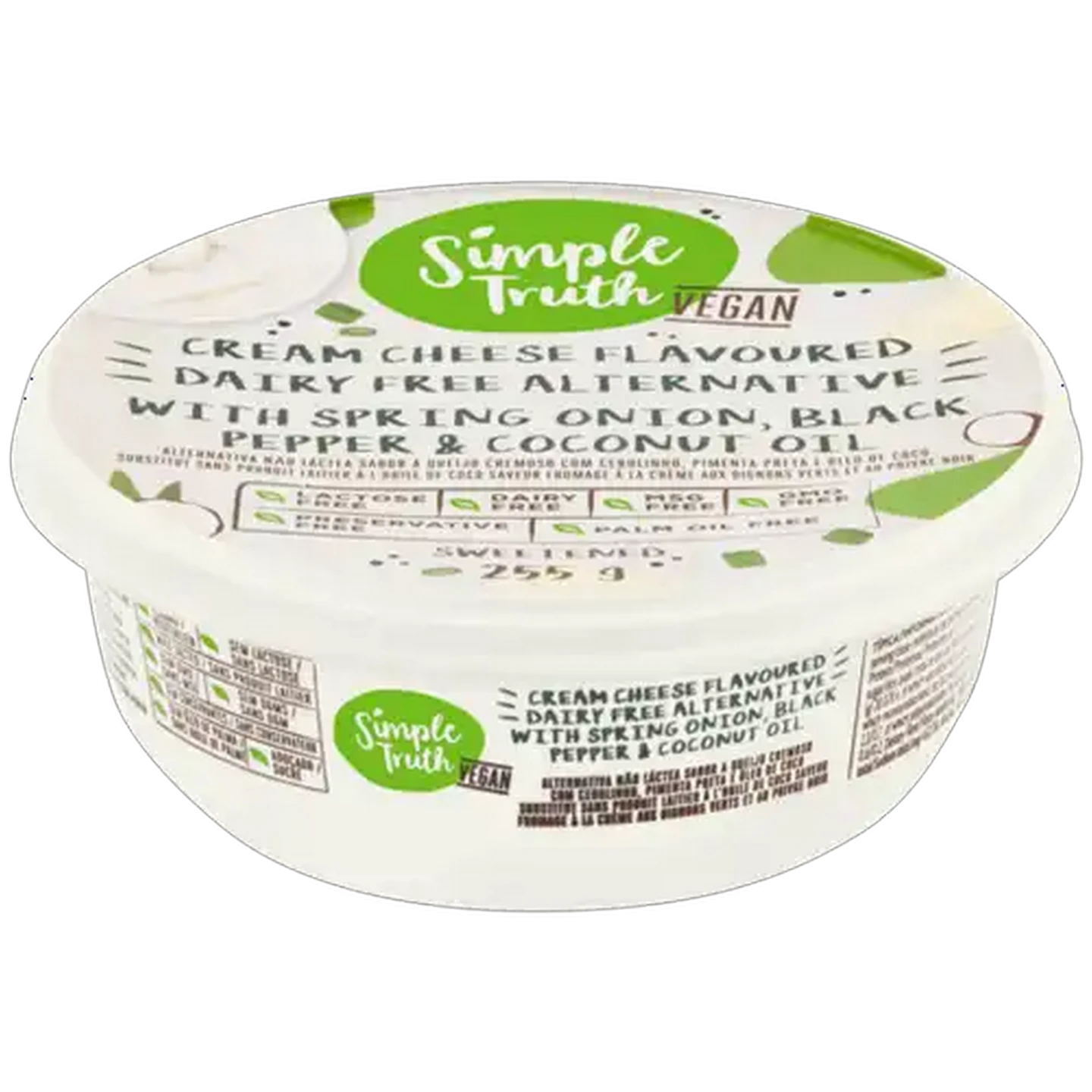 Image of Simple Truth Cream Spring Onion, Black Pepper & Coconut Oil Vegan Cheese 255g