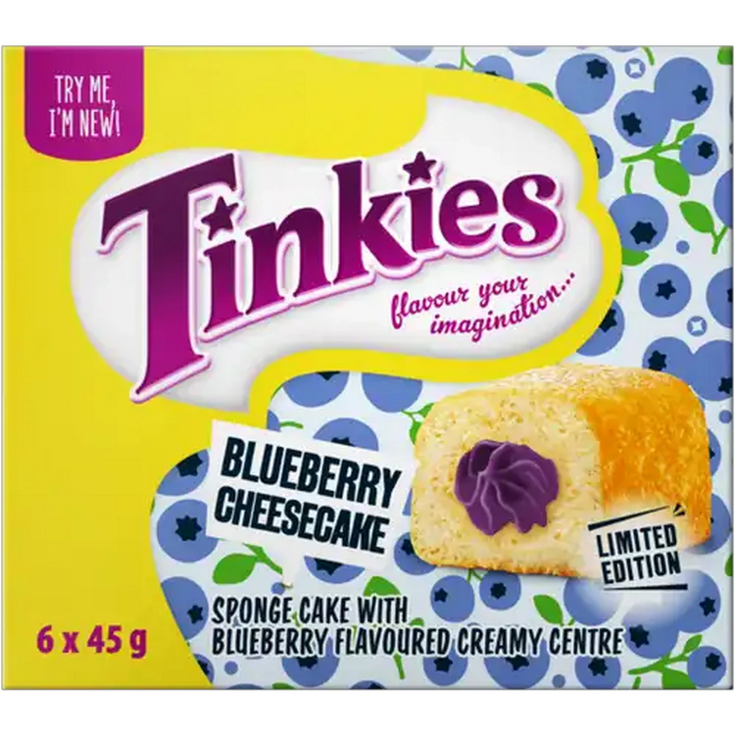 Image of Tinkies Blueberry Cheesecake Flavoured Sponge Cake 6 x 45g