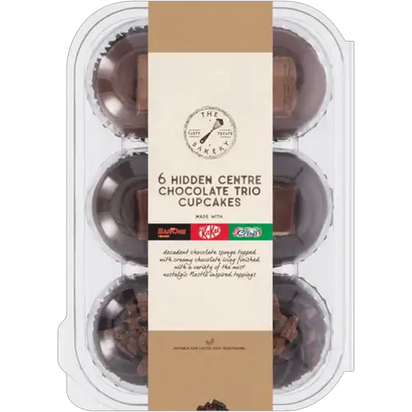 Image of The Bakery Hidden Centre Chocolate Trio Cupcakes 6 Pack