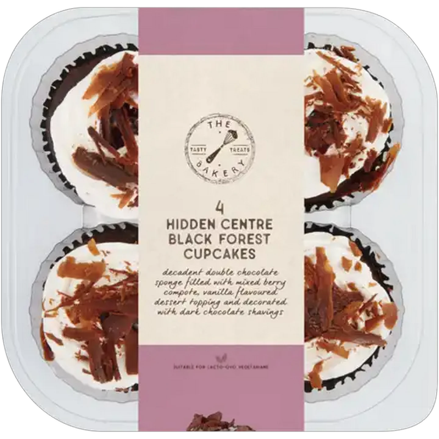 Image of The Bakery Hidden Centre Black Forest Cupcakes 4 Pack