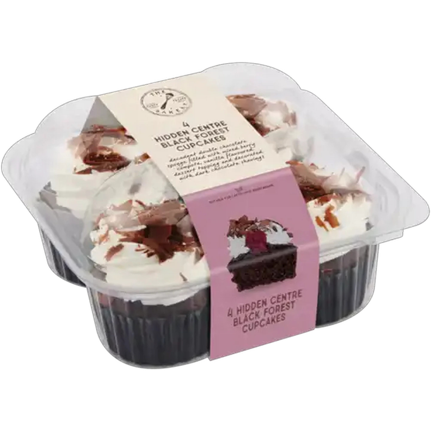 Image of The Bakery Hidden Centre Black Forest Cupcakes 4 Pack