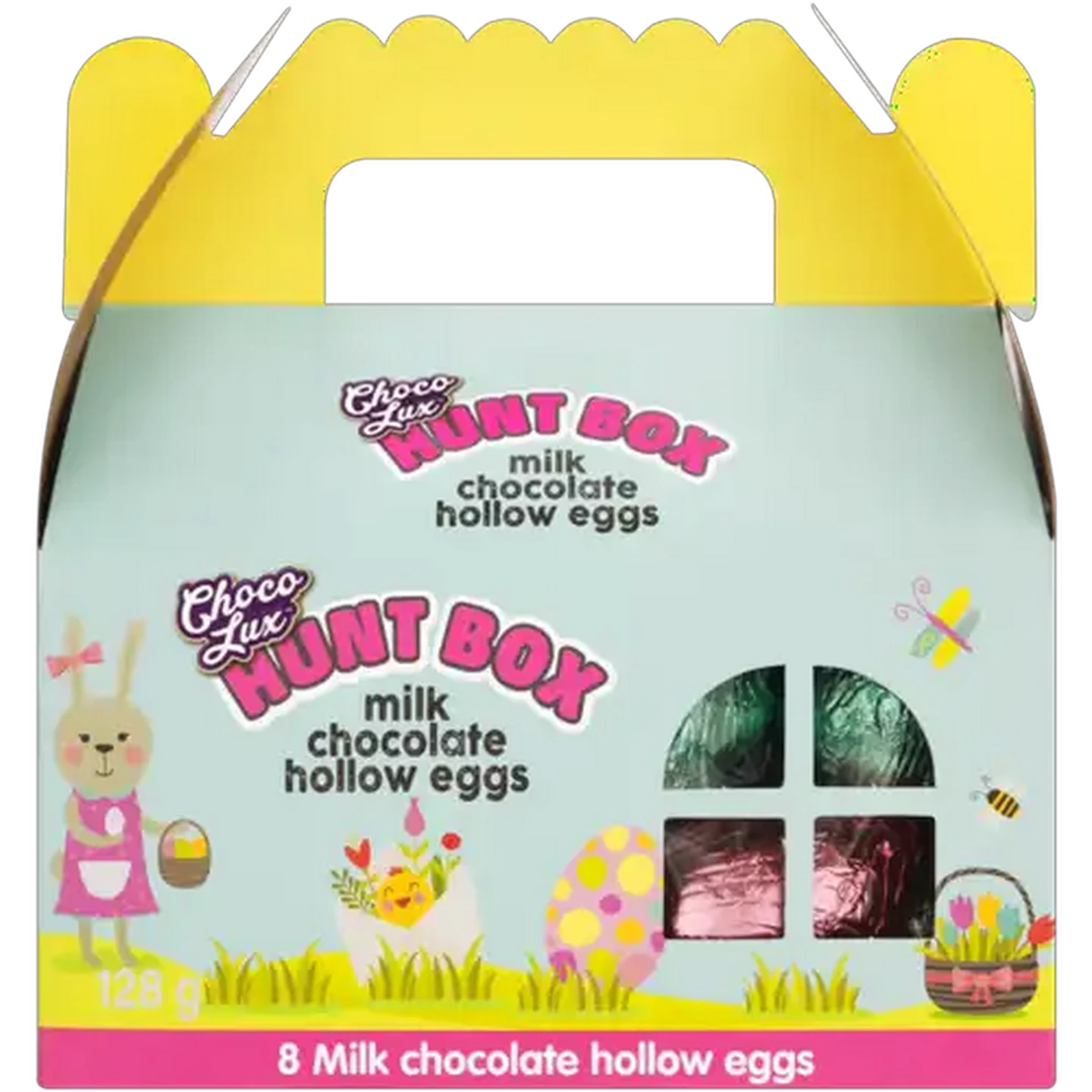 Image of Choco Lux Hunt Box with Milk Chocolate Hollow Eggs 8 Pack