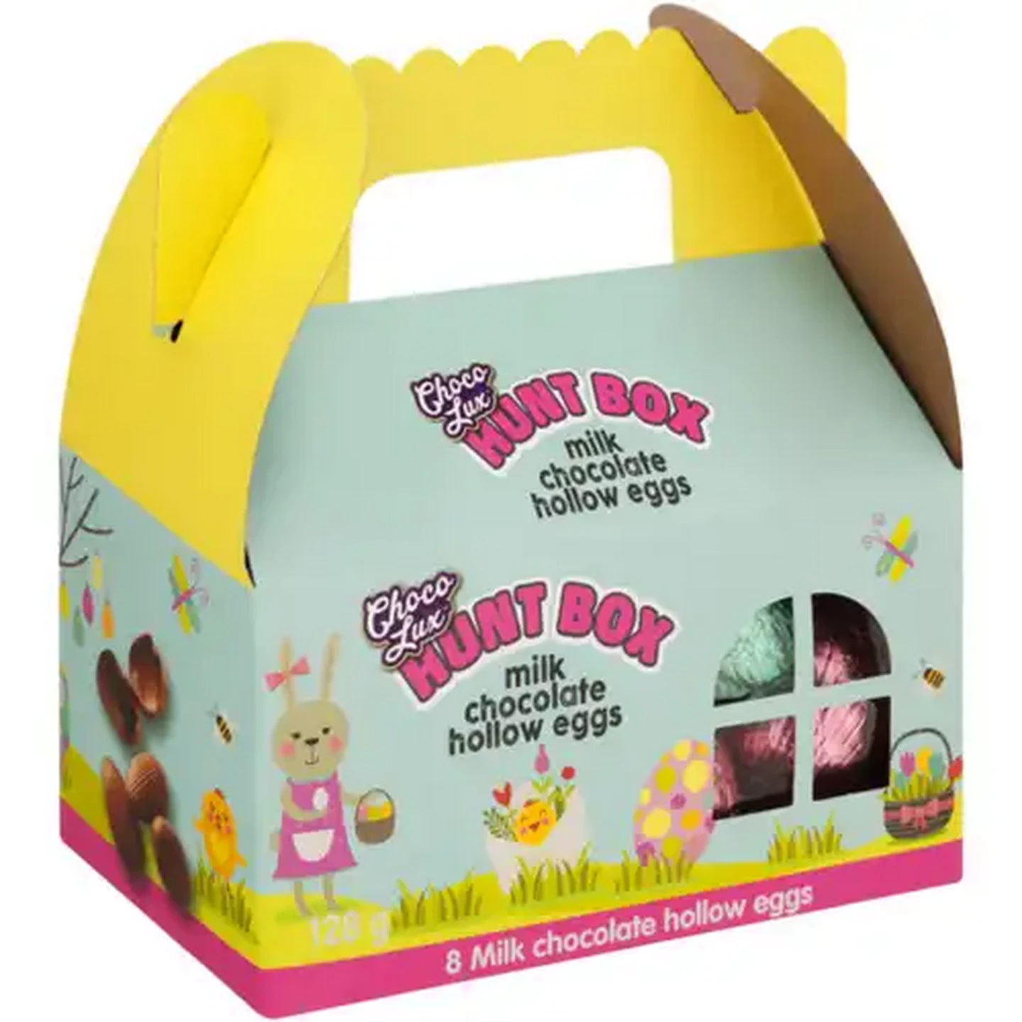 Image of Choco Lux Hunt Box with Milk Chocolate Hollow Eggs 8 Pack
