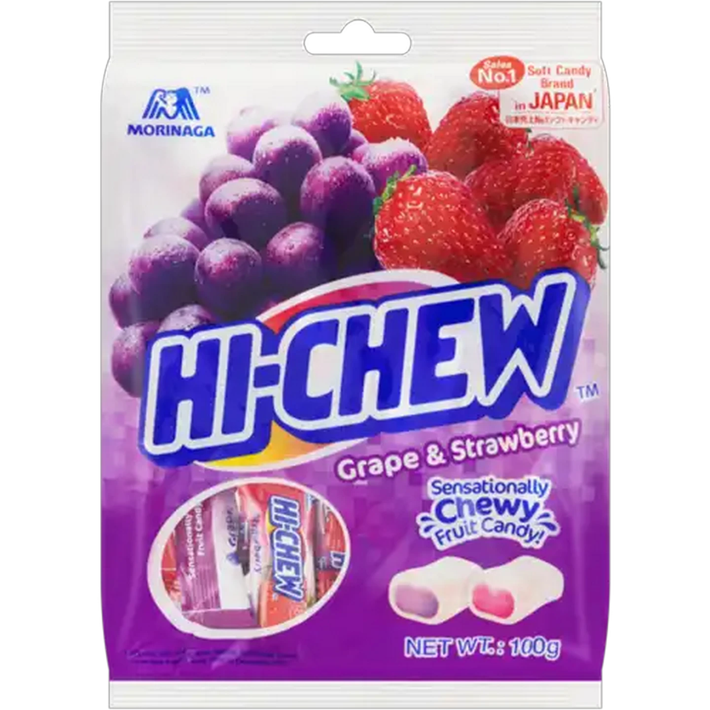 Image of Hi-Chew Grape & Strawberry Soft Sweets 100g