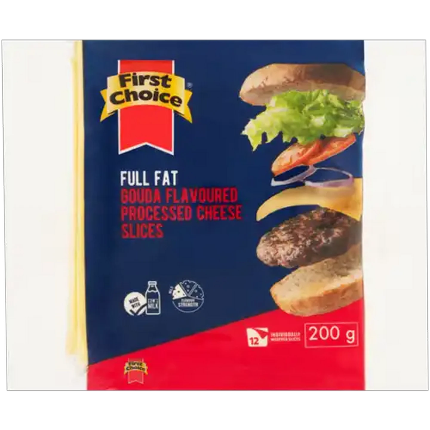 Image of First Choice Full Fat Gouda Flavoured Processed Cheese Slices 200g