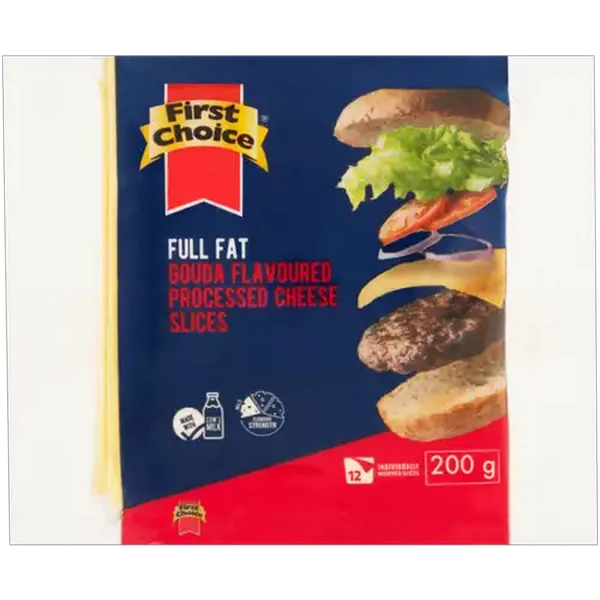 First Choice Full Fat Gouda Flavoured Processed Cheese Slices 200g