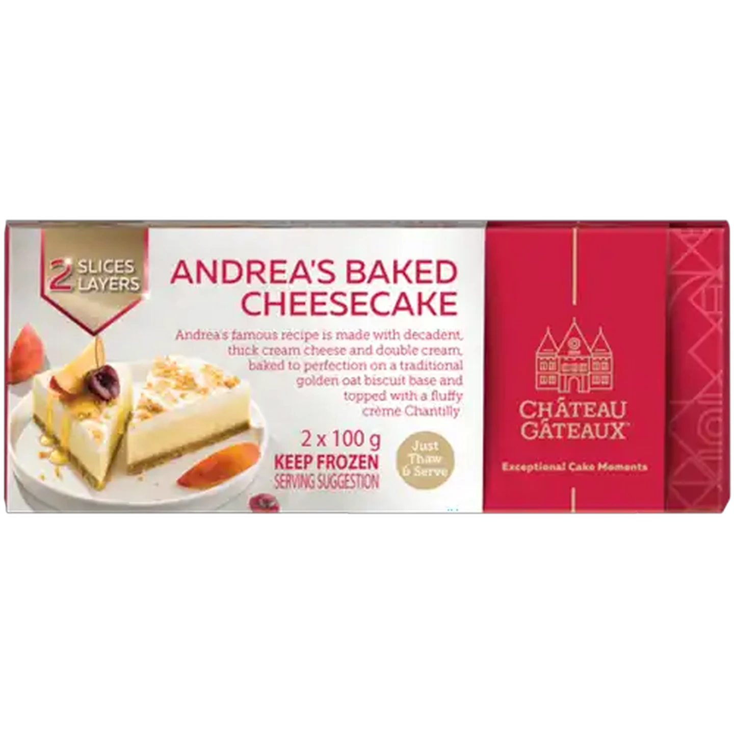 Image of Château Gâteaux Frozen Andrea's Baked Cheesecake Slices 2 x 100g