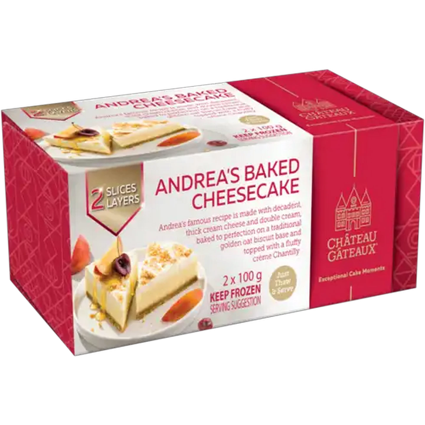 Image of Château Gâteaux Frozen Andrea's Baked Cheesecake Slices 2 x 100g