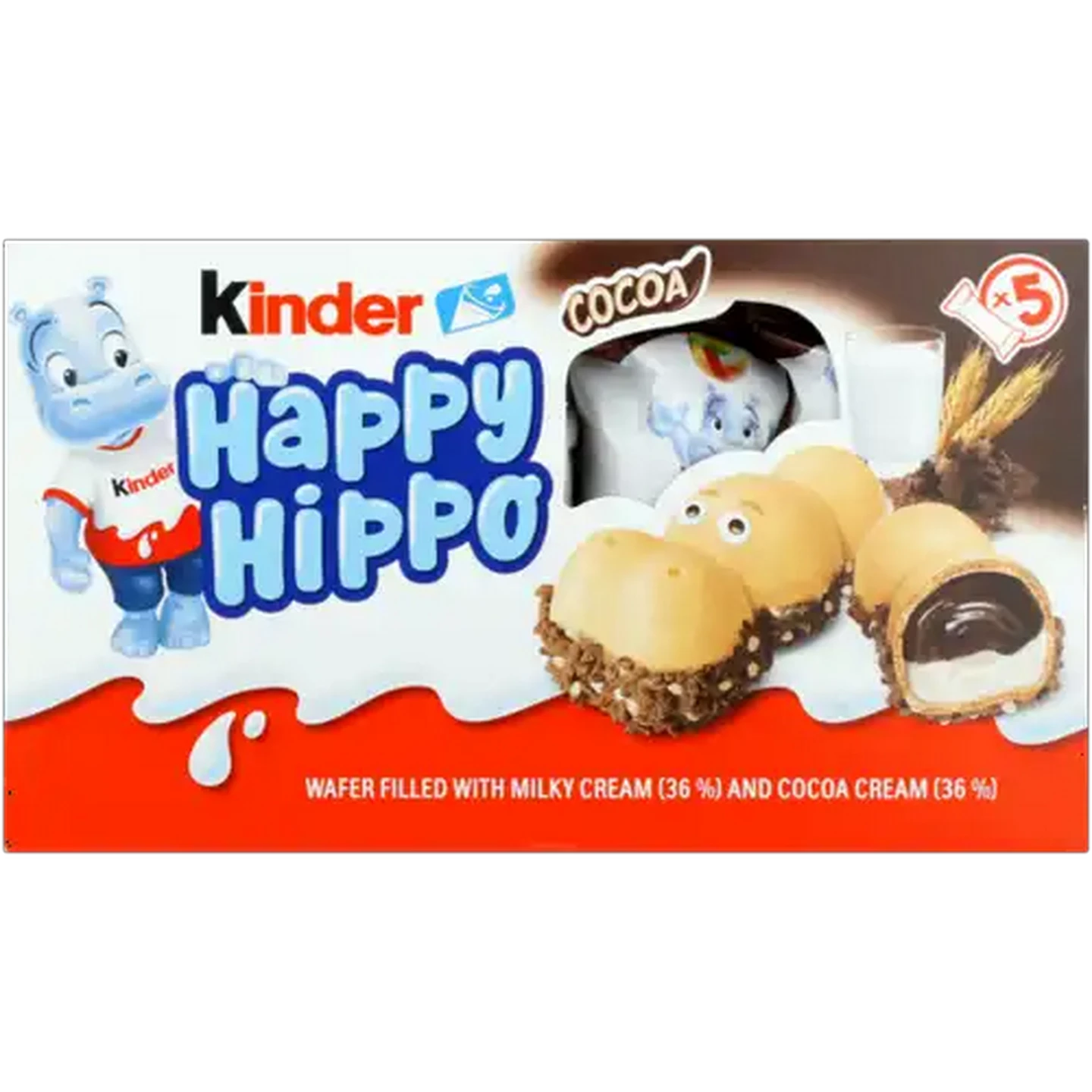 Image of Kinder Happy Hippo Cocoa Wafer 5 x 20.7g