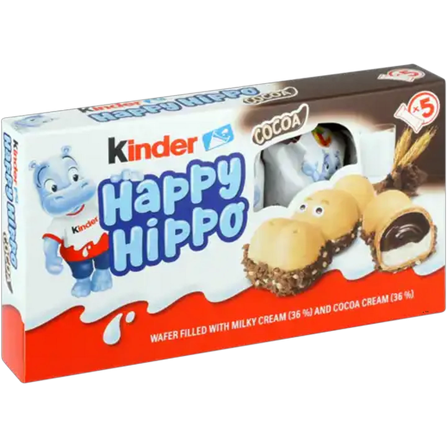 Image of Kinder Happy Hippo Cocoa Wafer 5 x 20.7g