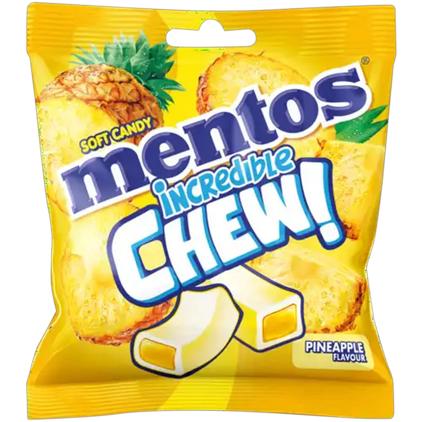 Image of Mentos Incredible Chew! Pineapple Flavour Soft Candy 72g