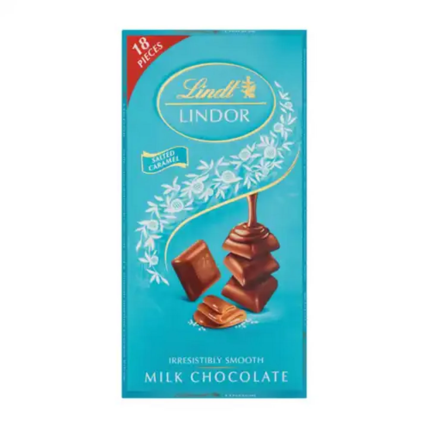Image of Lindt Lindor Salted Caramel Milk Chocolate Slab 100g