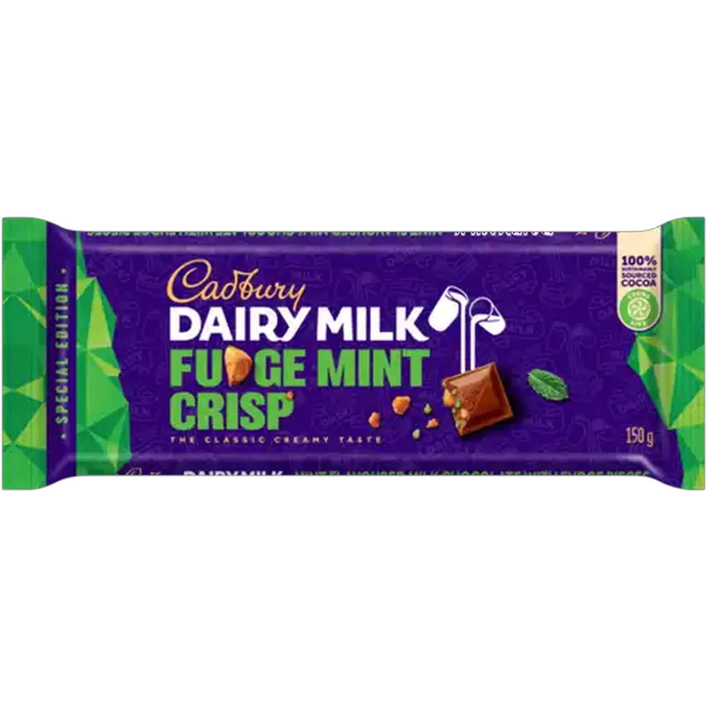 Image of Cadbury Dairy Milk Fudge Mint Crisp Milk Chocolate 150g