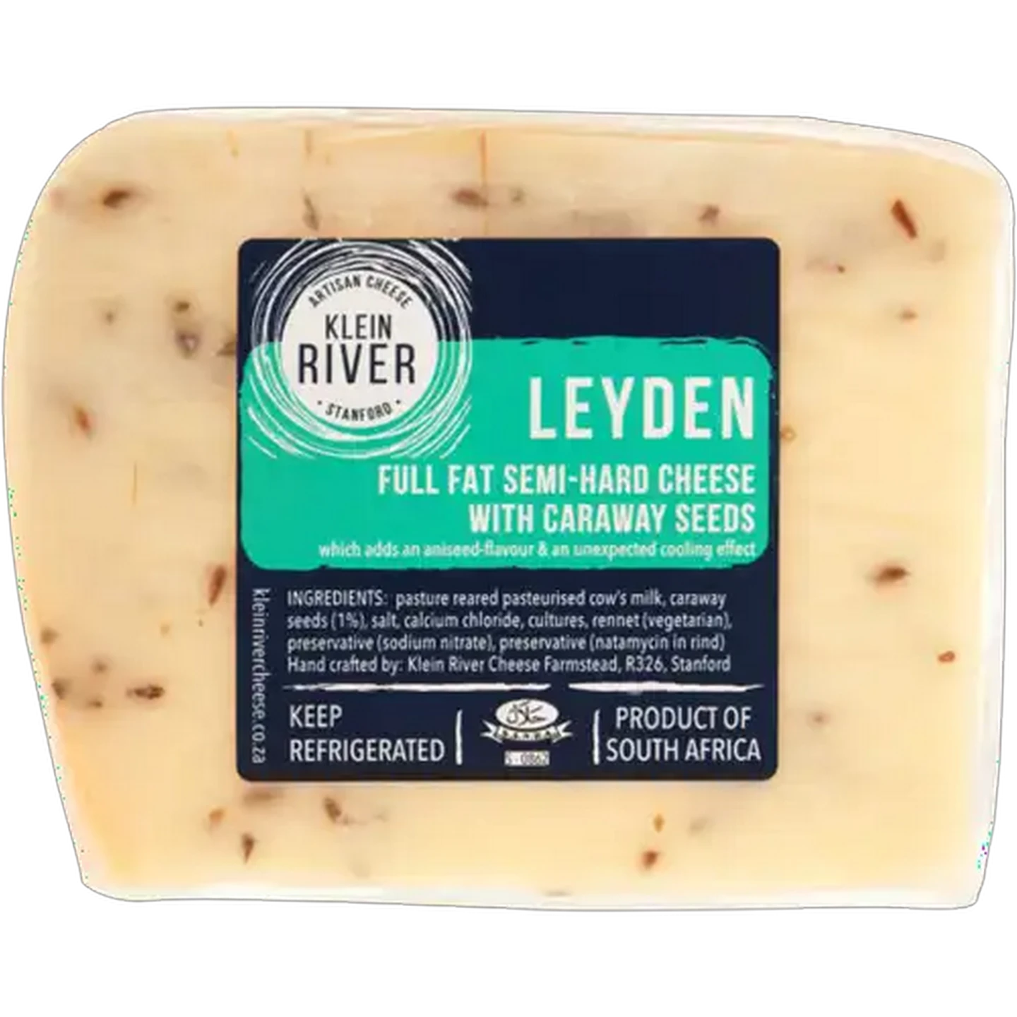 Image of Klein River Full Fat Leyden Cheese with Caraway Seeds 150g