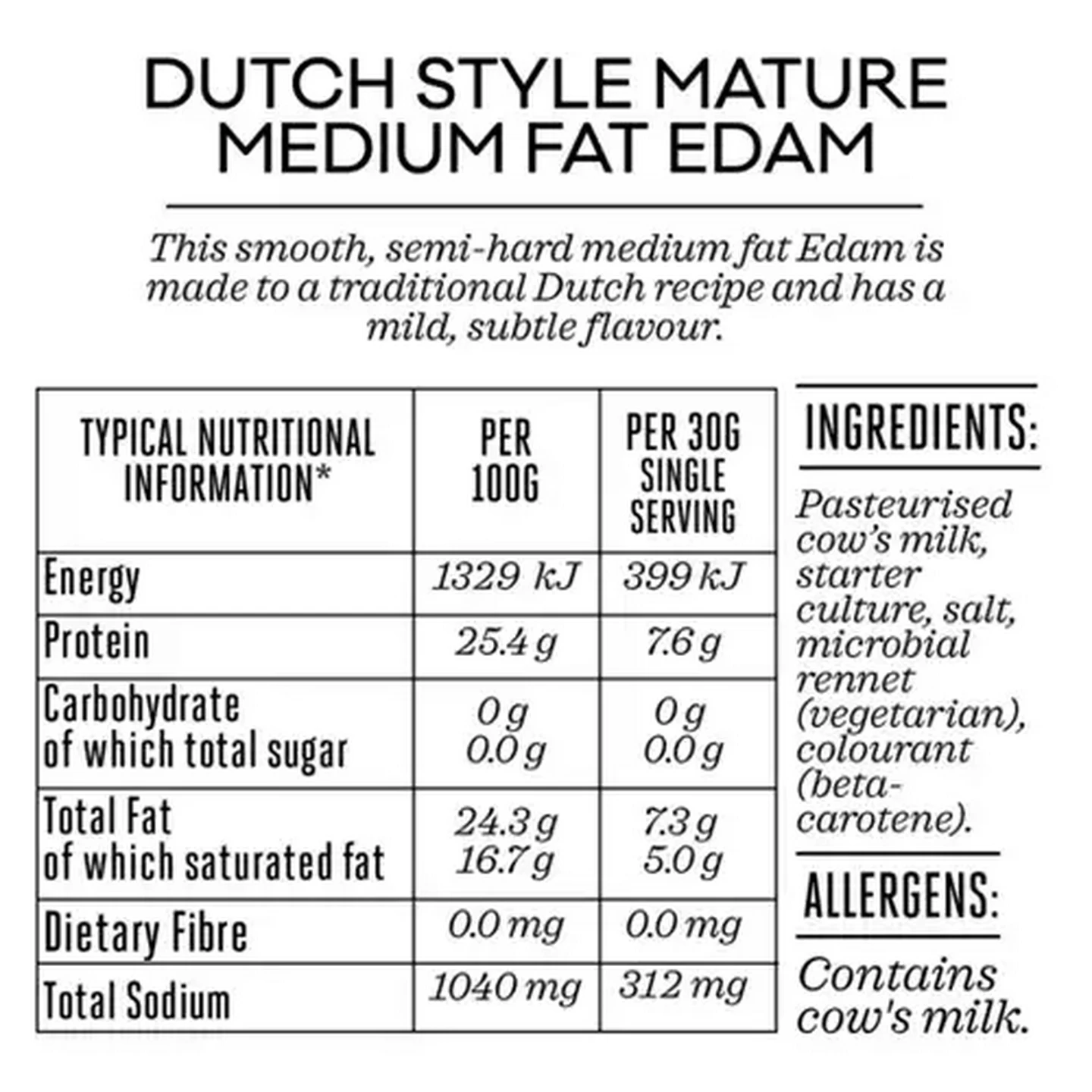Image of Forage And Feast Dutch Style Mature Medium Fat Edam 210g