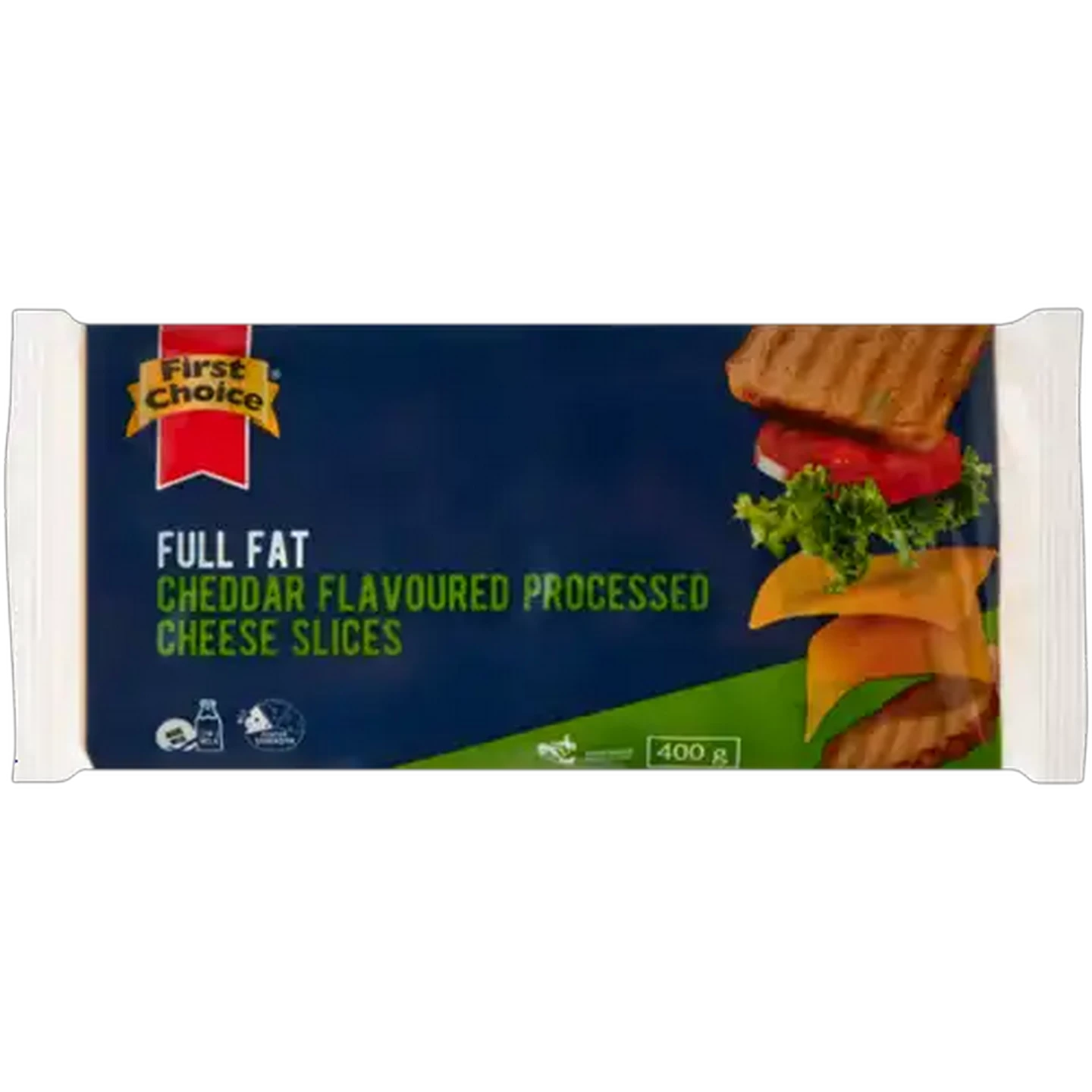 Image of First Choice Full Fat Cheddar Flavoured Processed Cheese Slices 400g