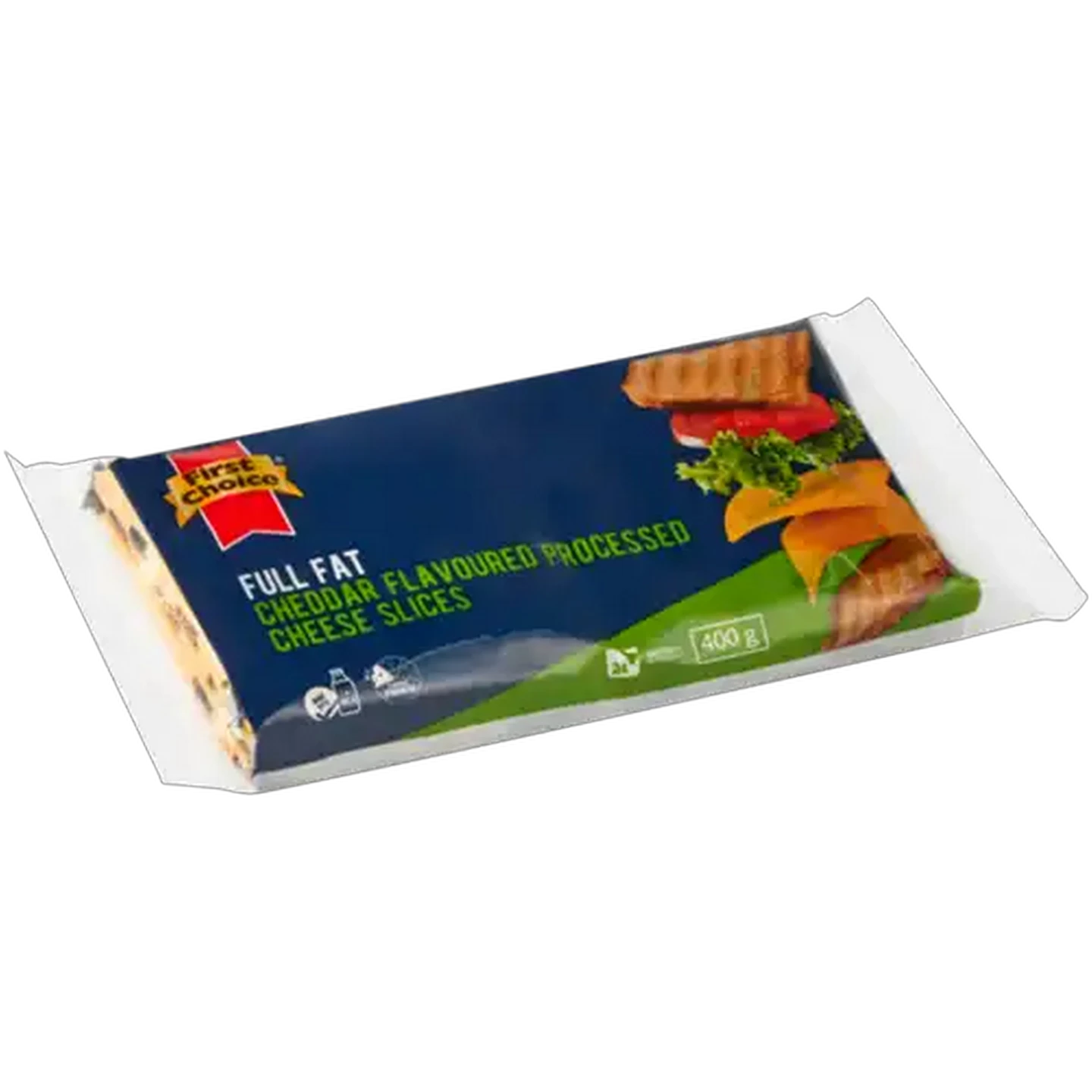 Image of First Choice Full Fat Cheddar Flavoured Processed Cheese Slices 400g